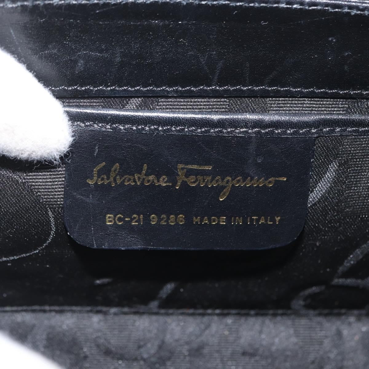 Salvatore Ferragamo Vintage Leather Black Leather Handbag (Pre-Owned)