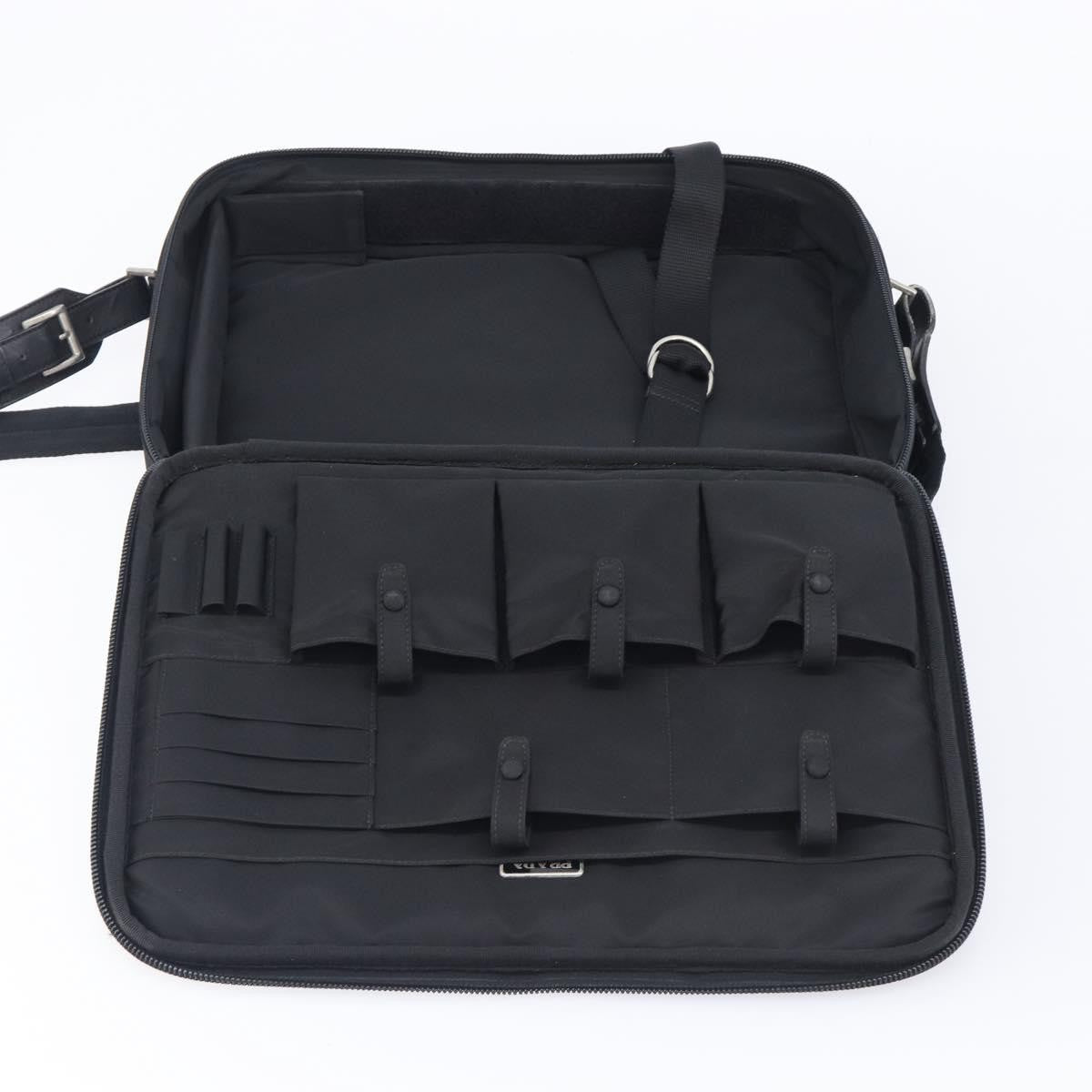 Prada Briefcase Tessuto And Saffiano Leather Black Nylon Briefcase Bag (Pre-Owned)