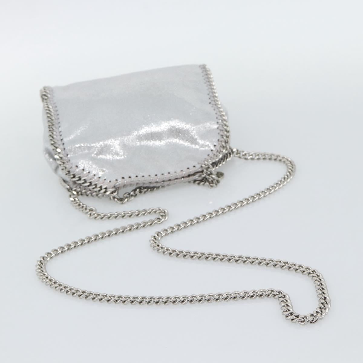 Stella Mccartney Falabella Fold Over Faux Leather Silver Polyester Shoulder Bag Bag (Pre-Owned)