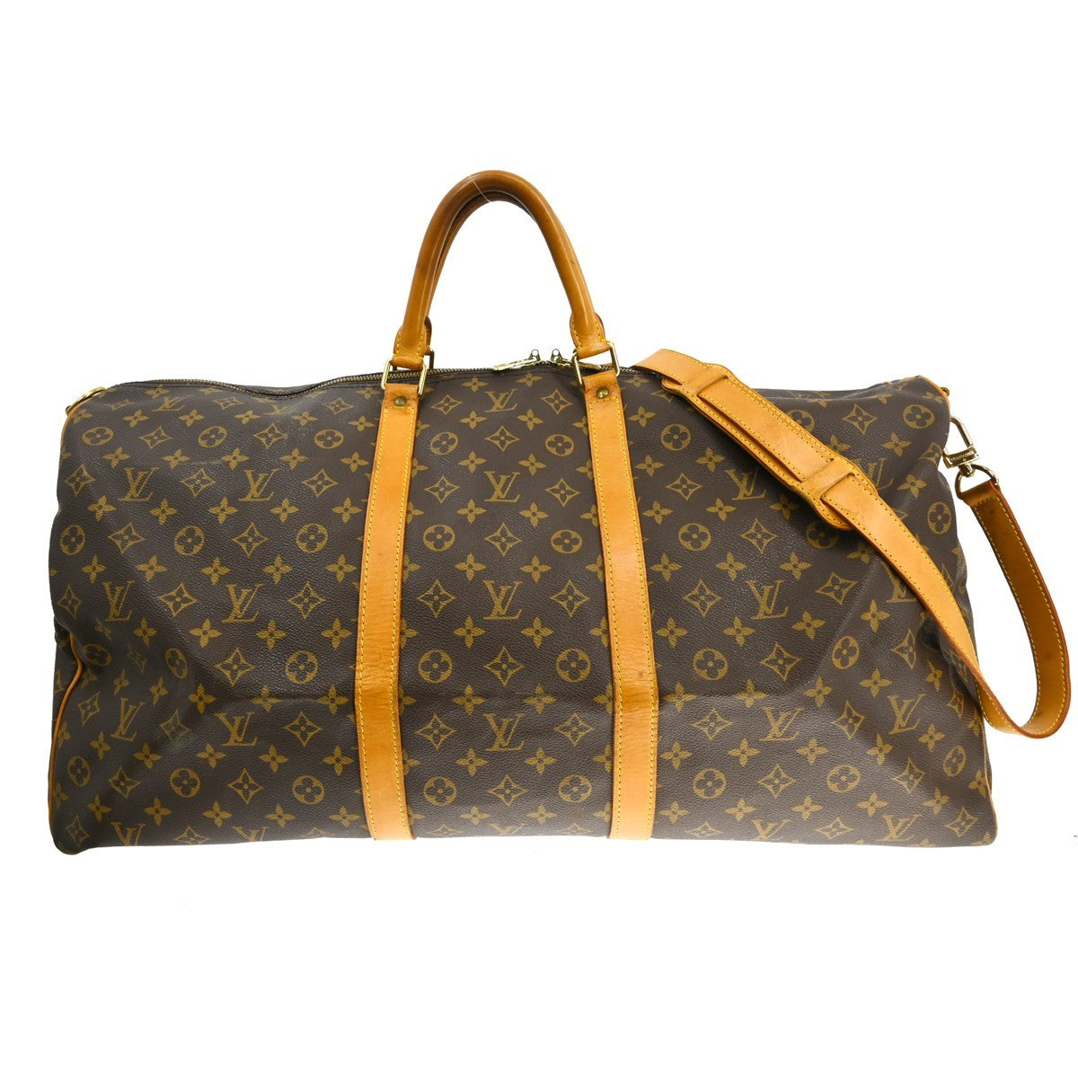 Louis Vuitton Keepall Bandoulière Monogram Brown Canvas Travel Bag Bag (Pre-Owned)