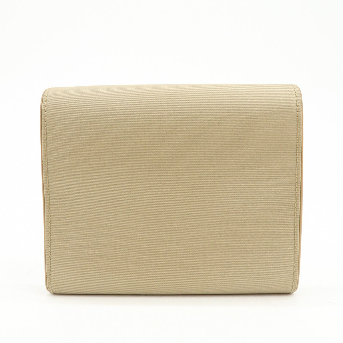 Prada Trifold Compact Saffiano Leather Beige Nylon Wallets Accessory (Pre-Owned)