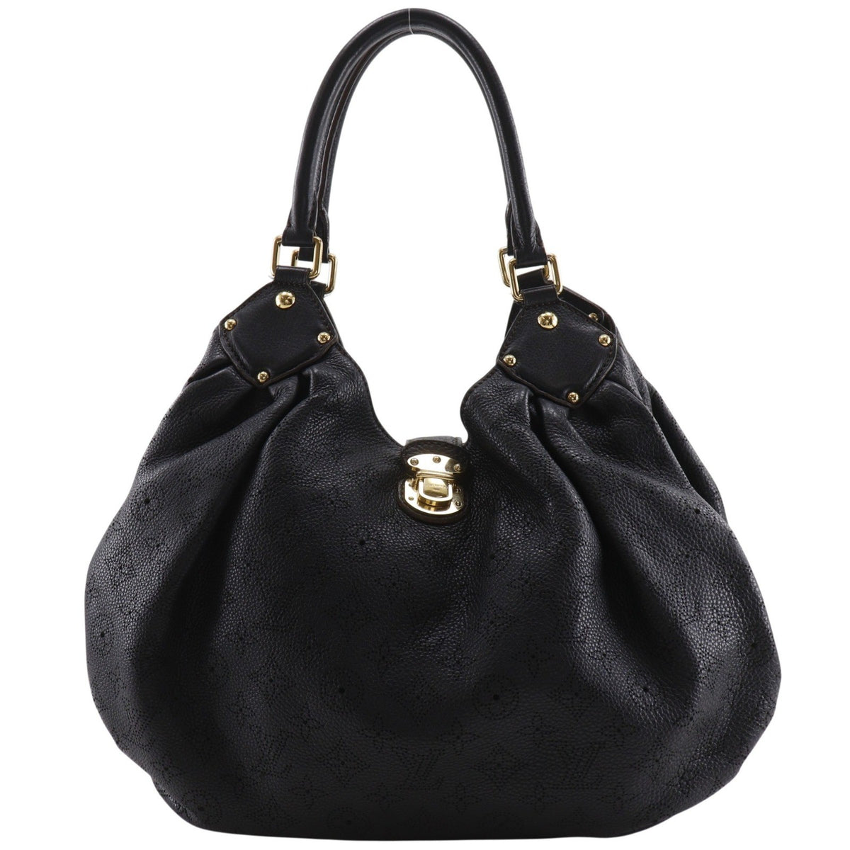 Louis Vuitton L Hobo Mahina Leather Black Leather Shoulder Bag Bag (Pre-Owned)