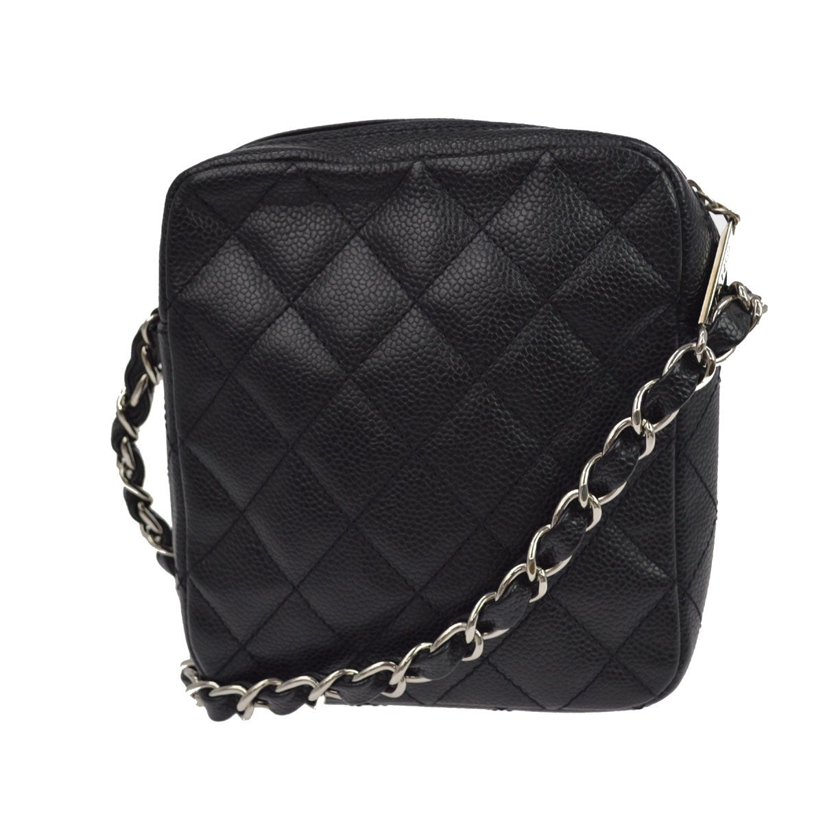 Chanel Vintage Shoulder Bag Quilted Caviar Black Leather Shoulder Bag Bag (Pre-Owned)