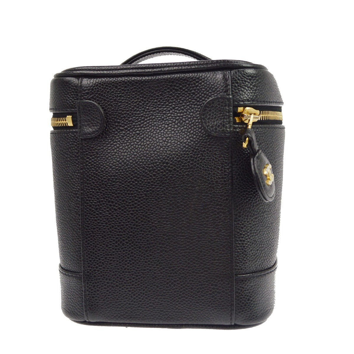 Chanel Vintage Cosmetic Case Lambskin Black Leather Clutche & Pouche Bag (Pre-Owned)