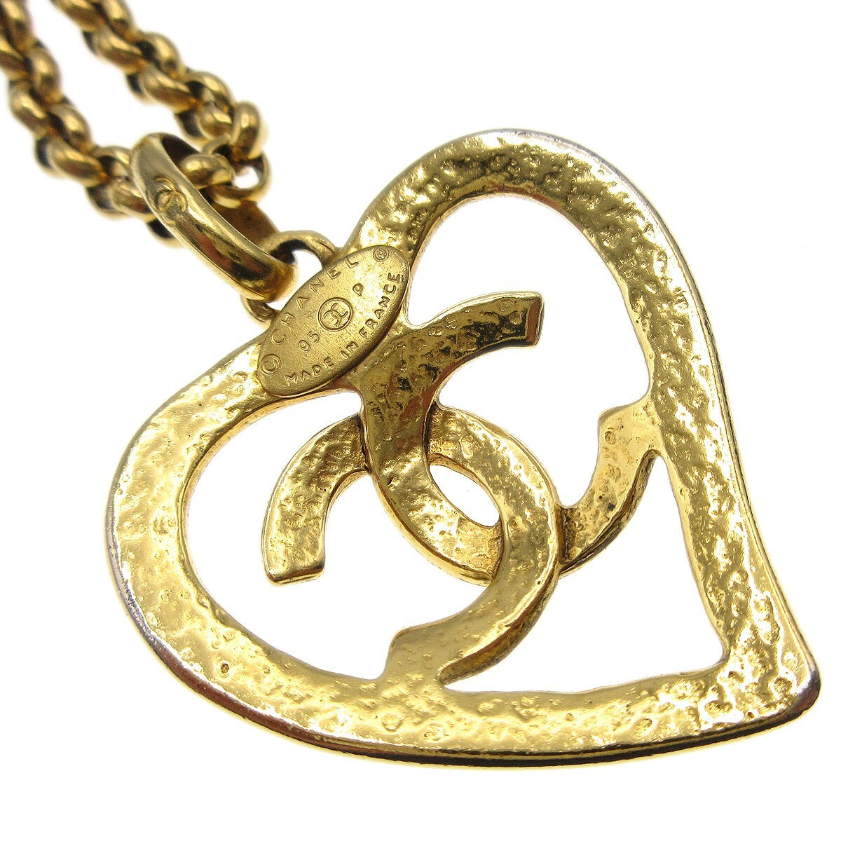 Chanel Cc Heart Pendant Metal Gold Gold_Plated Necklace Jewelry (Pre-Owned)