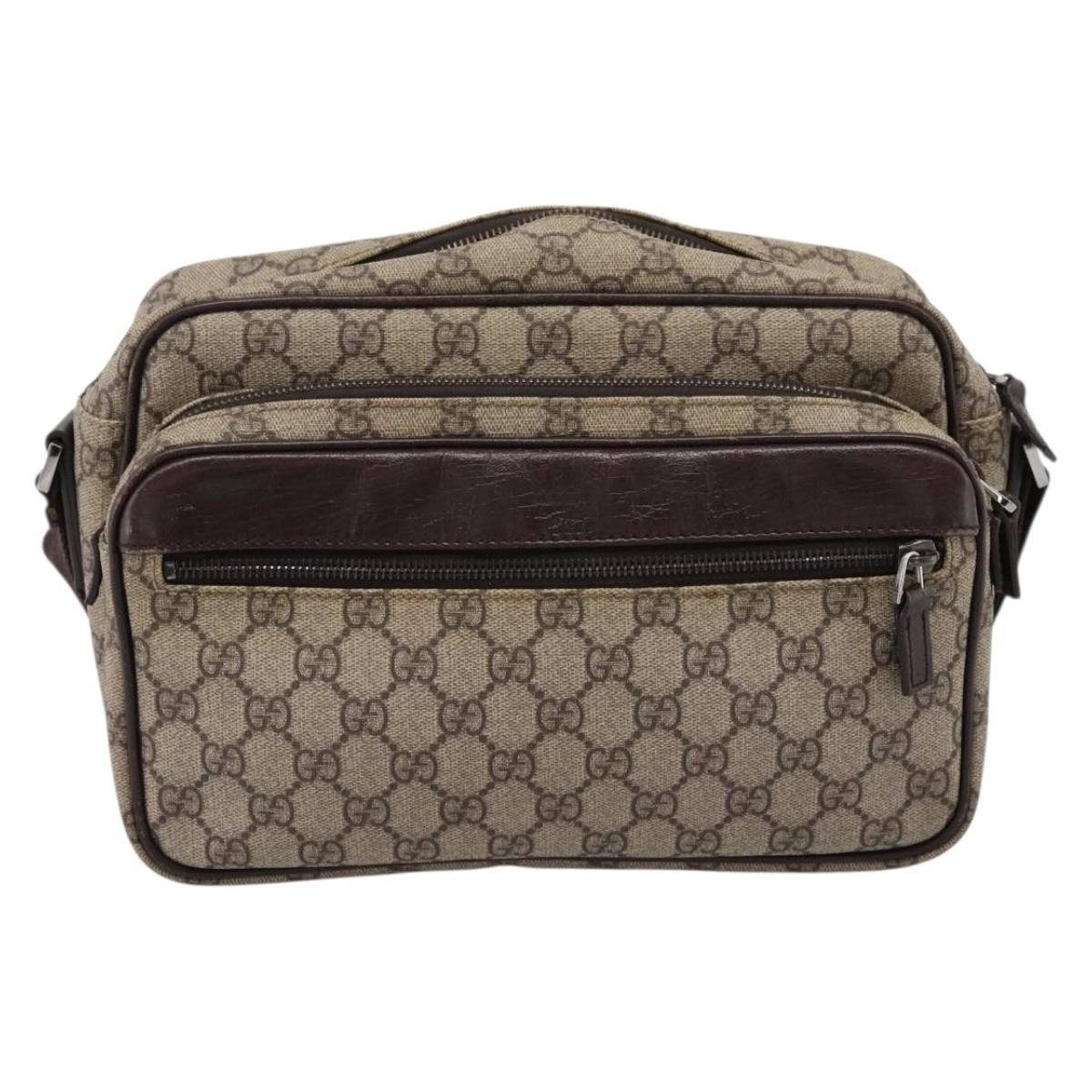 Gucci Front Zip Pocket Messenger Gg Coated Canvas Beige Canvas Shoulder Bag Bag (Pre-Owned)