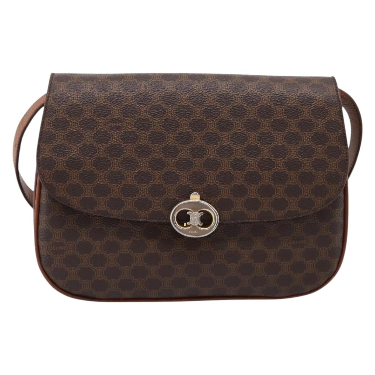 Celine Vintage Macadam Canvas And Leather Brown Pvc Shoulder Bag Bag (Pre-Owned)