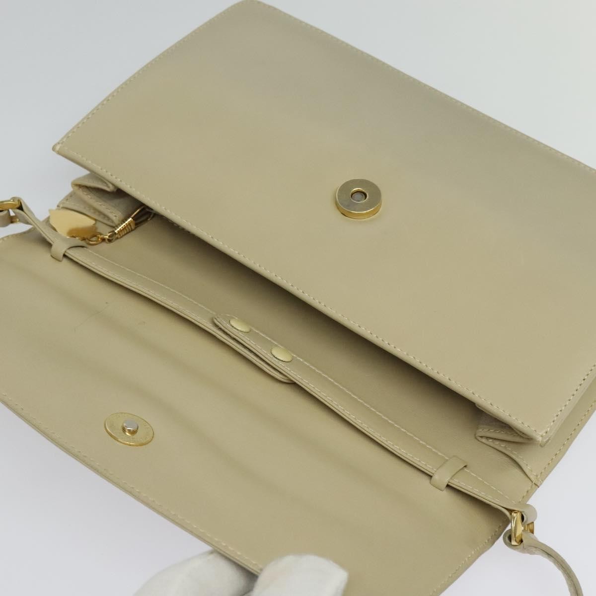 Gucci Vintage Interlocking G Flap Leather Beige Leather Shoulder Bag Bag (Pre-Owned)