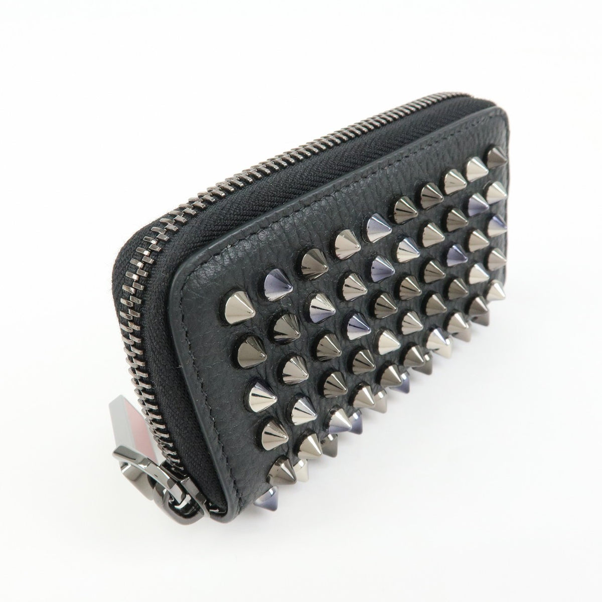 Christian Louboutin Panettone Coin Purse Spiked Leather Black Leather Wallets Accessory (Pre-Owned)