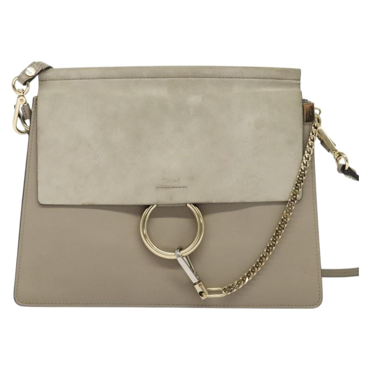 Chloe Faye Leather And Suede Gray Suede Shoulder Bag Bag (Pre-Owned)