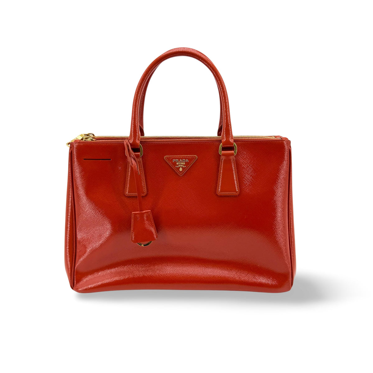 Prada Galleria Strap Leather Red Leather Handbag (Pre-Owned)