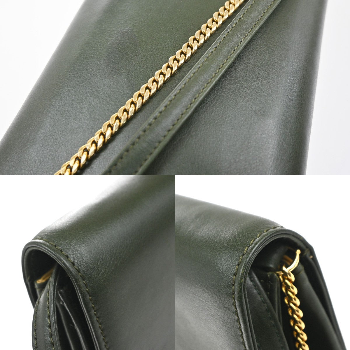 Celine Vintage Leather Green Leather Shoulder Bag Bag (Pre-Owned)