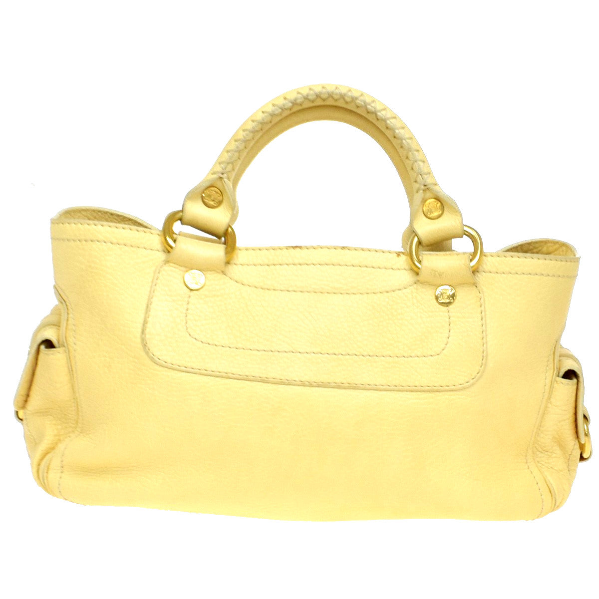 Celine Boogie Satchel Leather Yellow Leather Handbag (Pre-Owned)