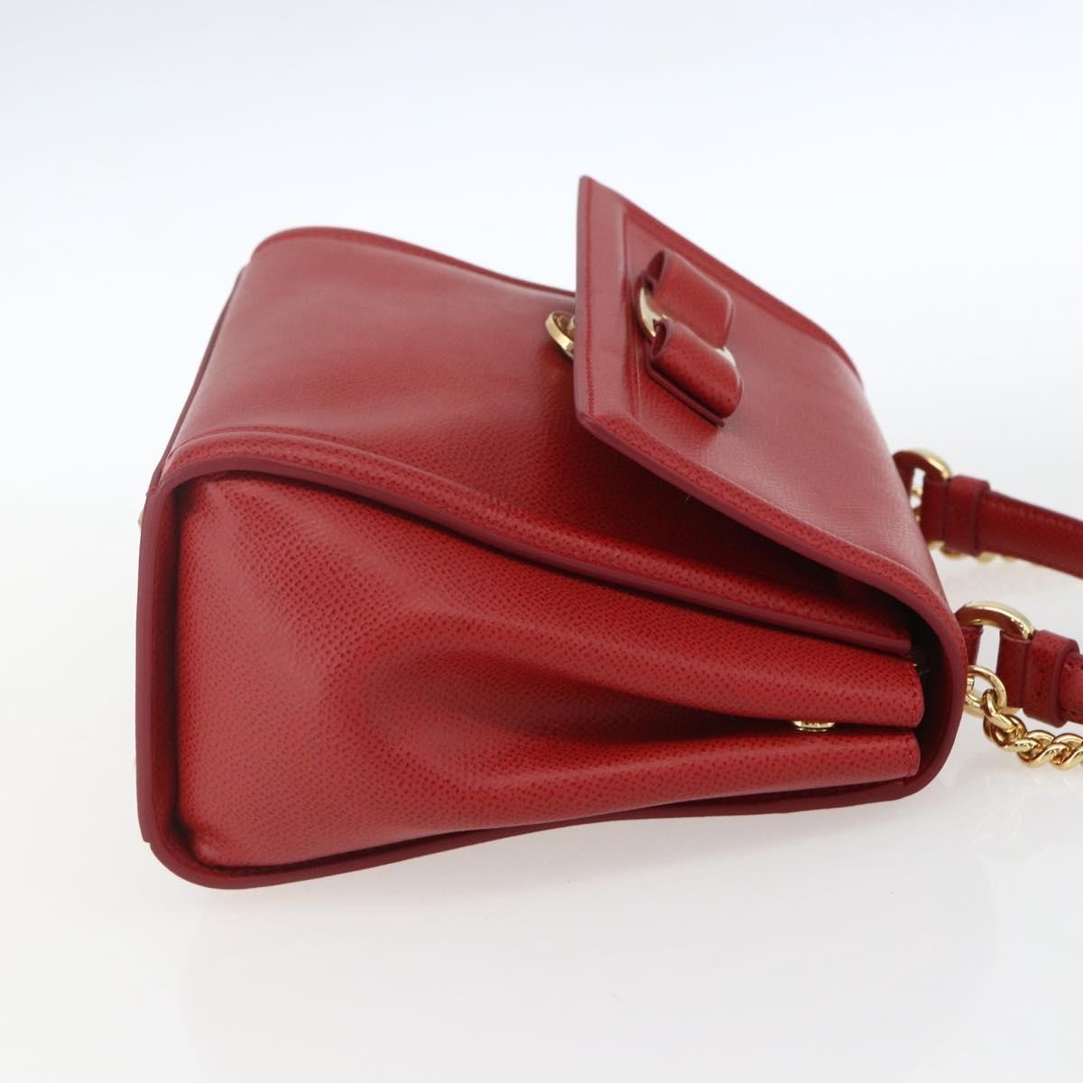 Salvatore Ferragamo Carrie Vara Saffiano Leather Red Leather Shoulder Bag Bag (Pre-Owned)