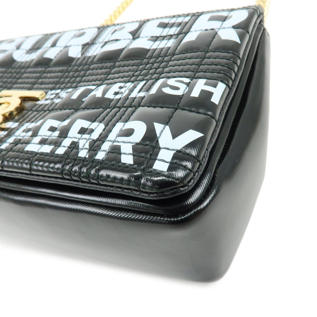 Burberry Lola Clutch On Chain Quilted Leather Black Leather Clutche & Pouche Bag (Pre-Owned)