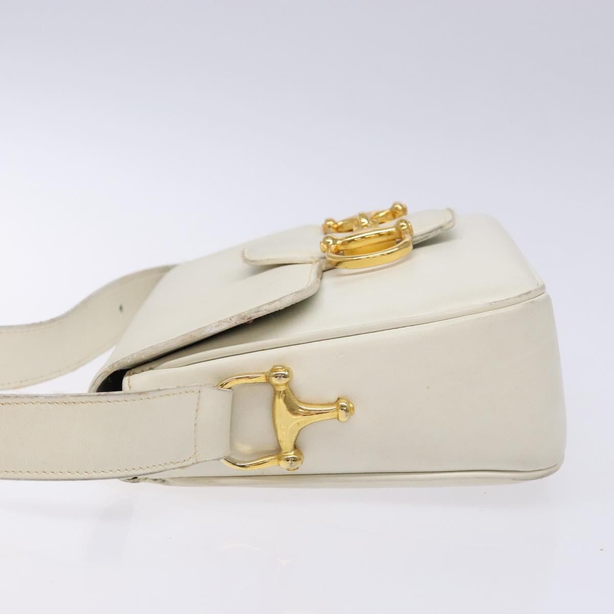 Celine Shoulder Leather White Leather Shoulder Bag Bag (Pre-Owned)
