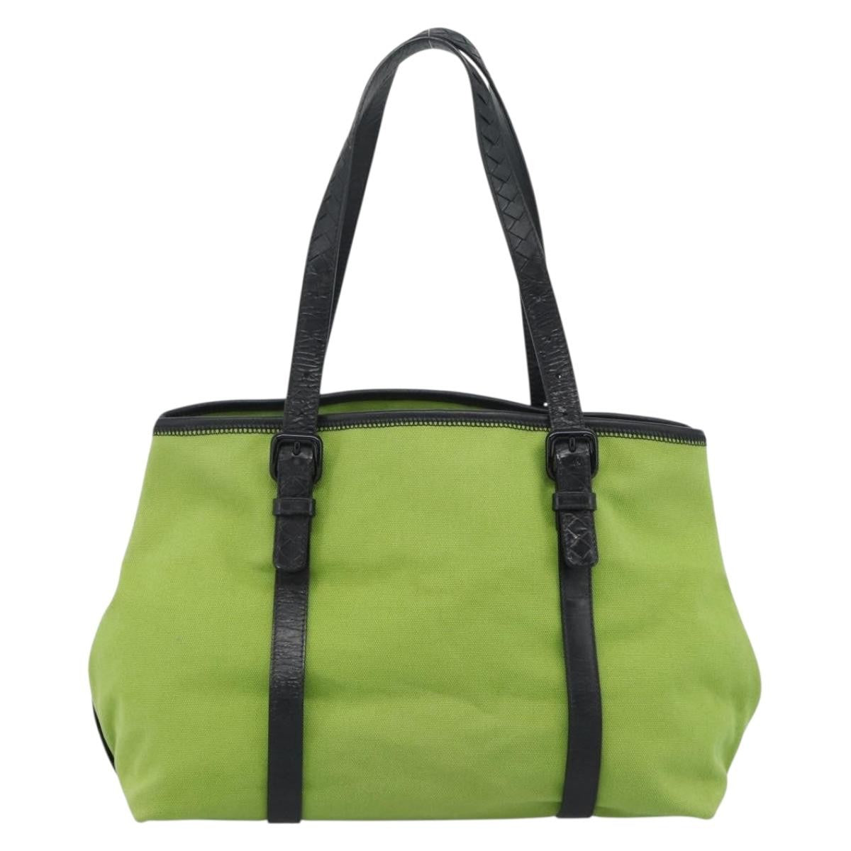 Bottega Veneta Vintage Canvas Green Canvas Tote Bag Bag (Pre-Owned)