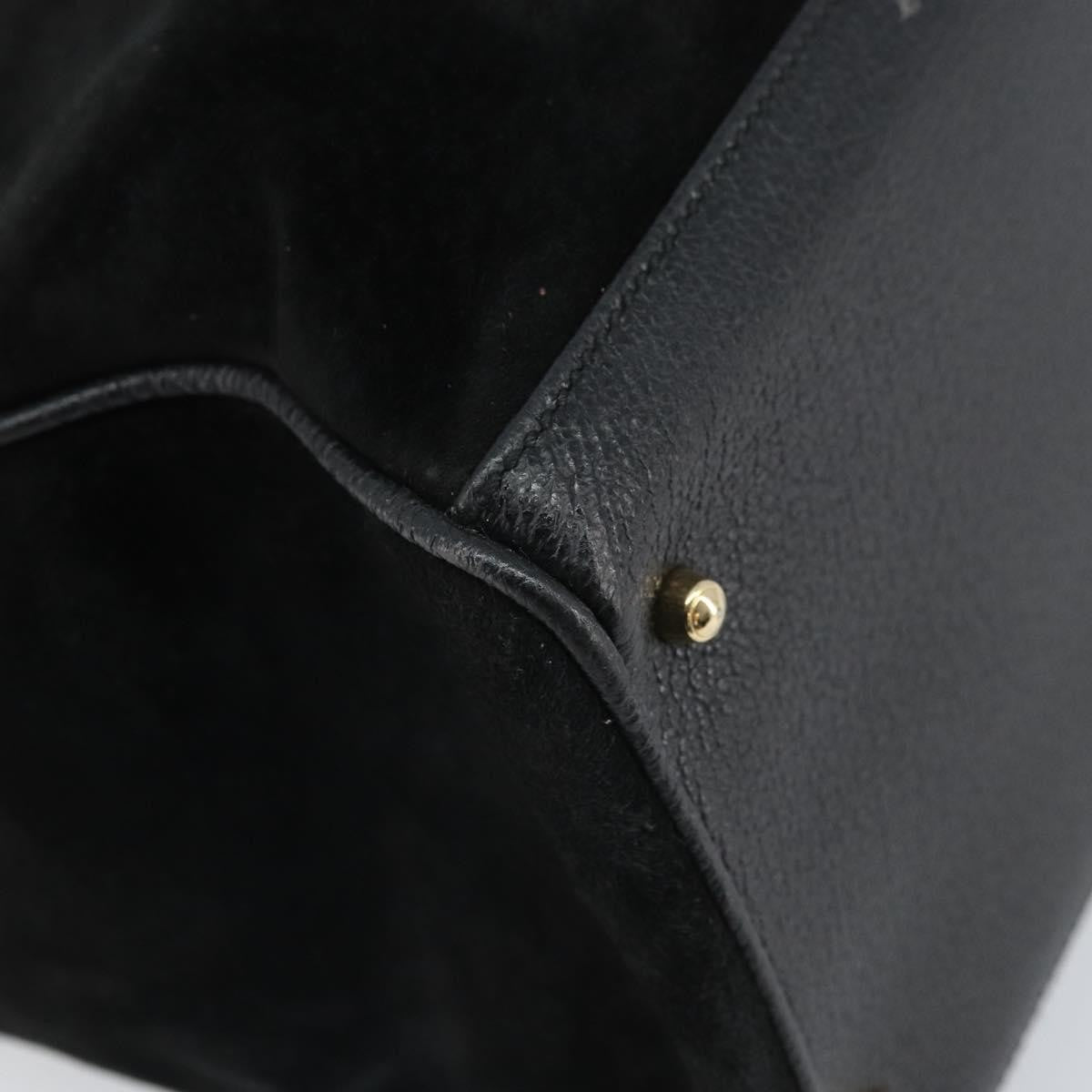 Gucci Bamboo Suede Black Suede Tote Bag Bag (Pre-Owned)