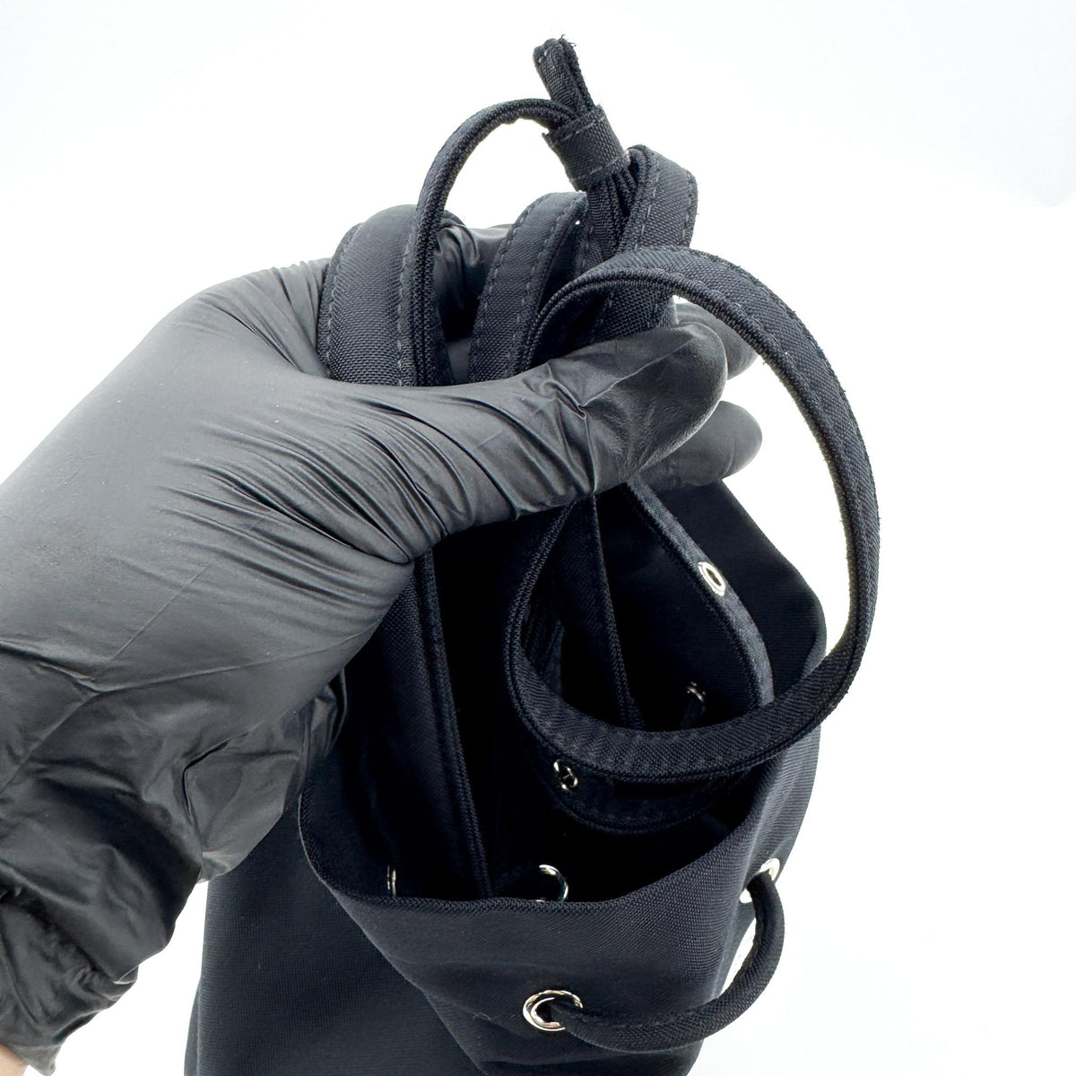 Balenciaga Wheel Drawstring Bucket Nylon Black Canvas Handbag (Pre-Owned)