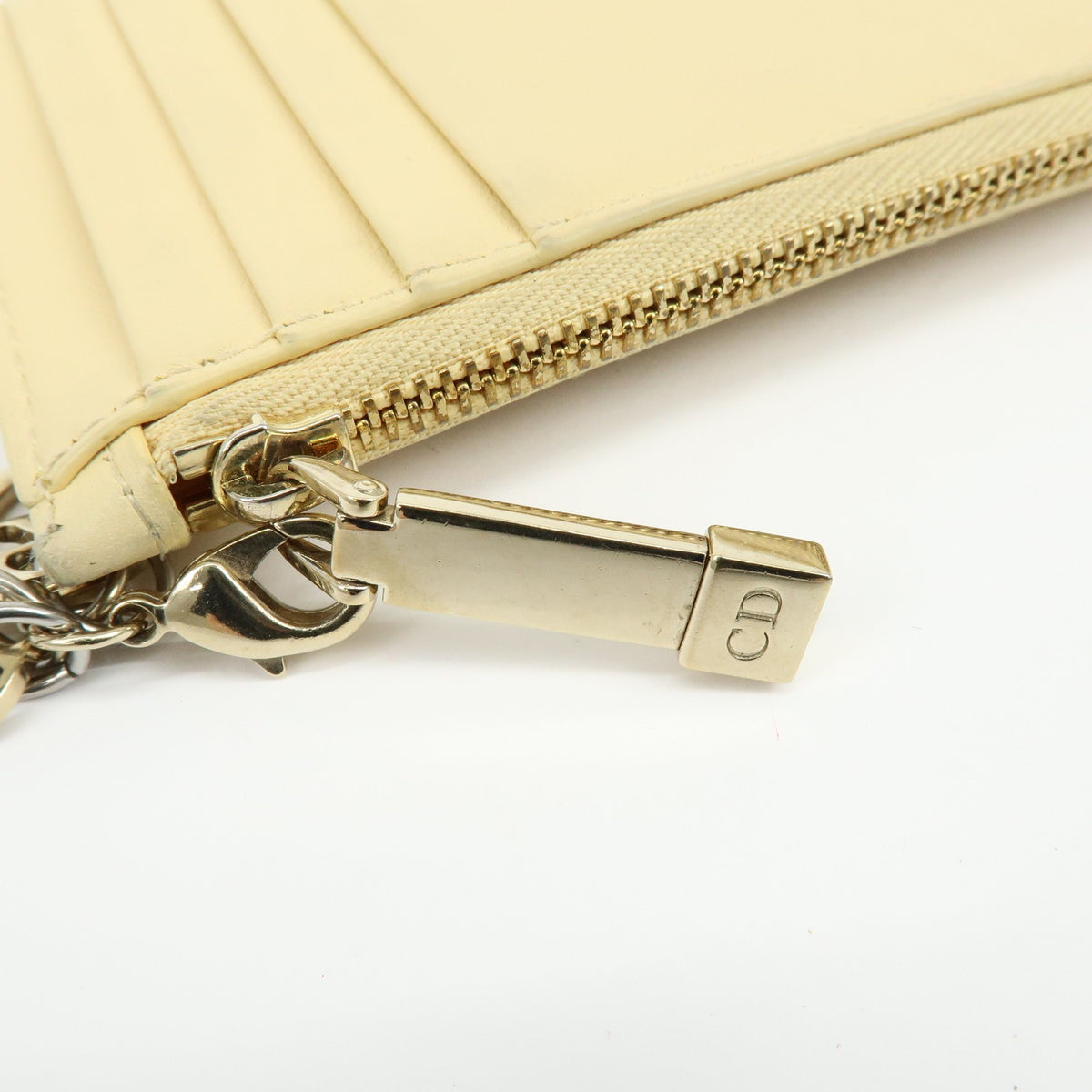 Christian Dior Lady Dior Card Holder Cannage Quilt Patent Yellow Leather Card Holders Accessory (Pre-Owned)