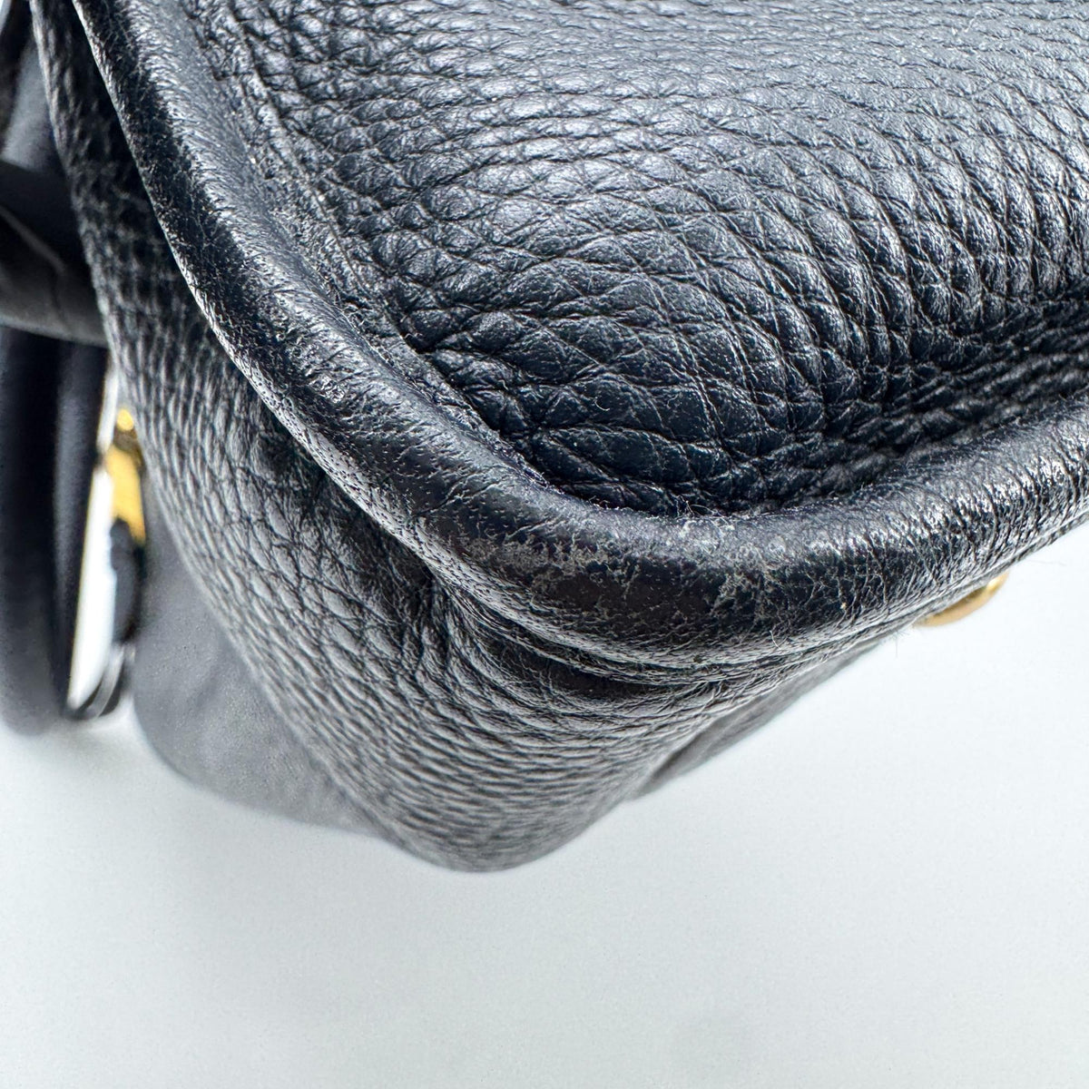 Prada Front Zip Convertible Satchel Vitello Phenix Navy Leather Handbag (Pre-Owned)