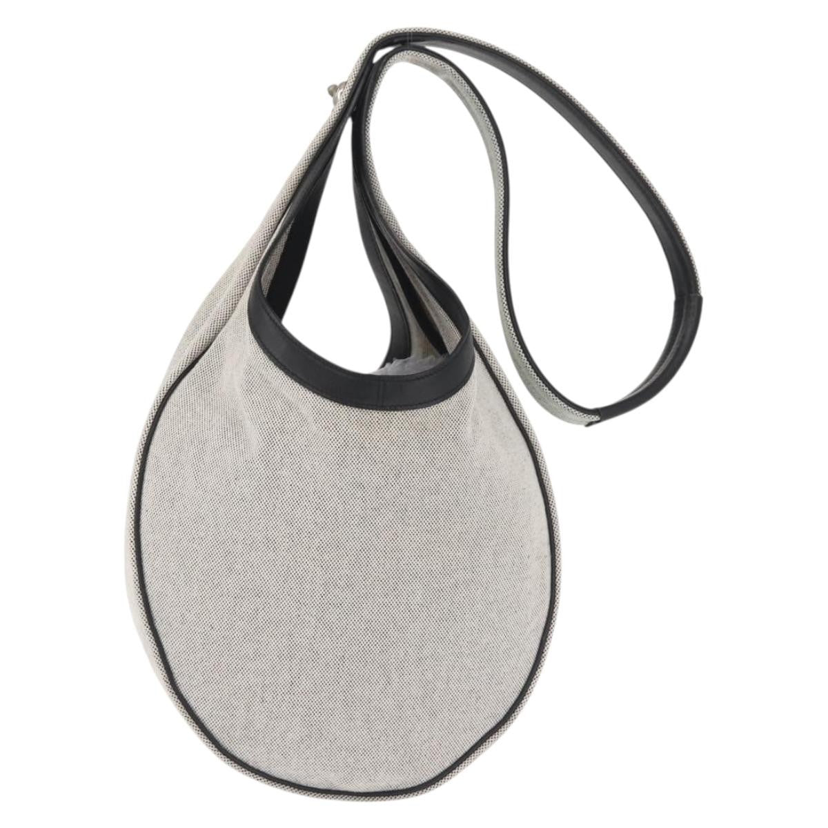 Hermes Sac Luco Canvas With Leather Gray Canvas Handbag (Pre-Owned)