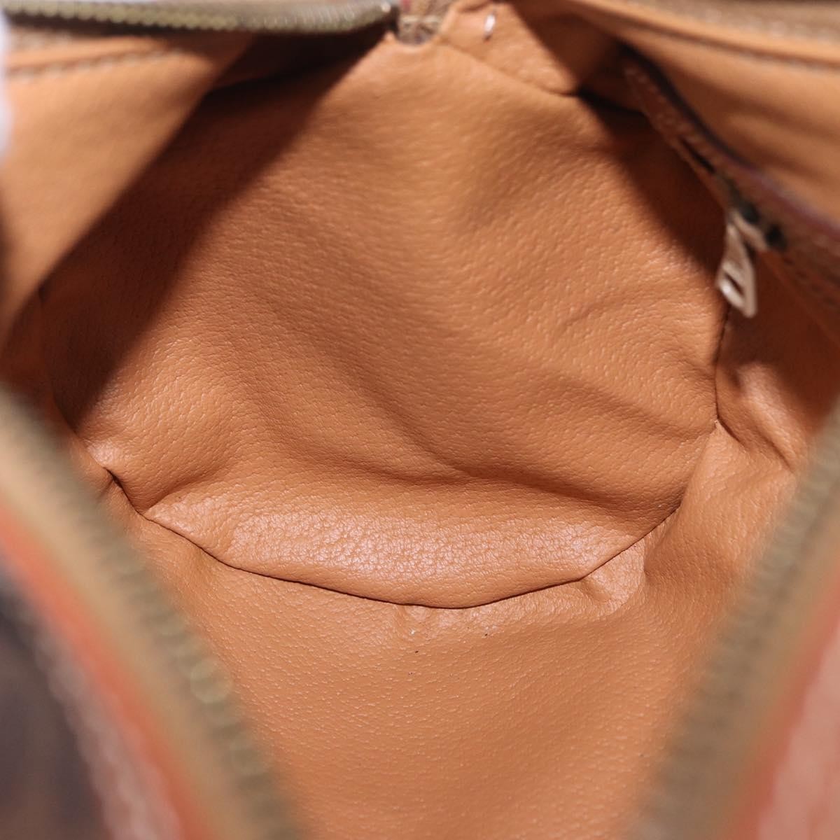 Celine Vintage Barrel Macadam Canvas & Leather Brown Pvc Handbag (Pre-Owned)