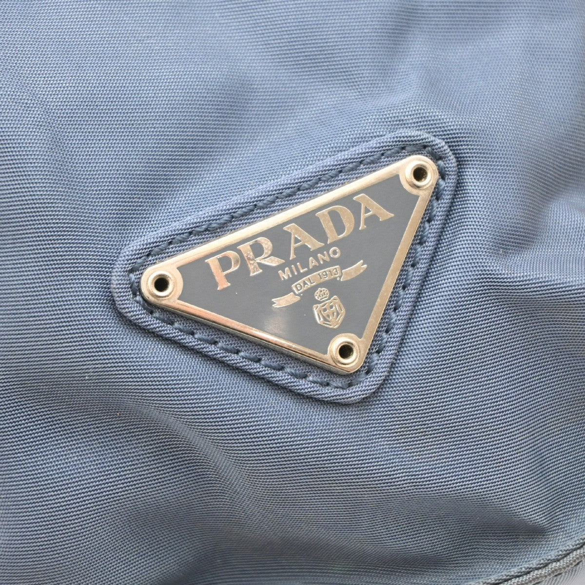 Prada Tessuto Tote Nylon And Leather Blue Nylon Handbag (Pre-Owned)