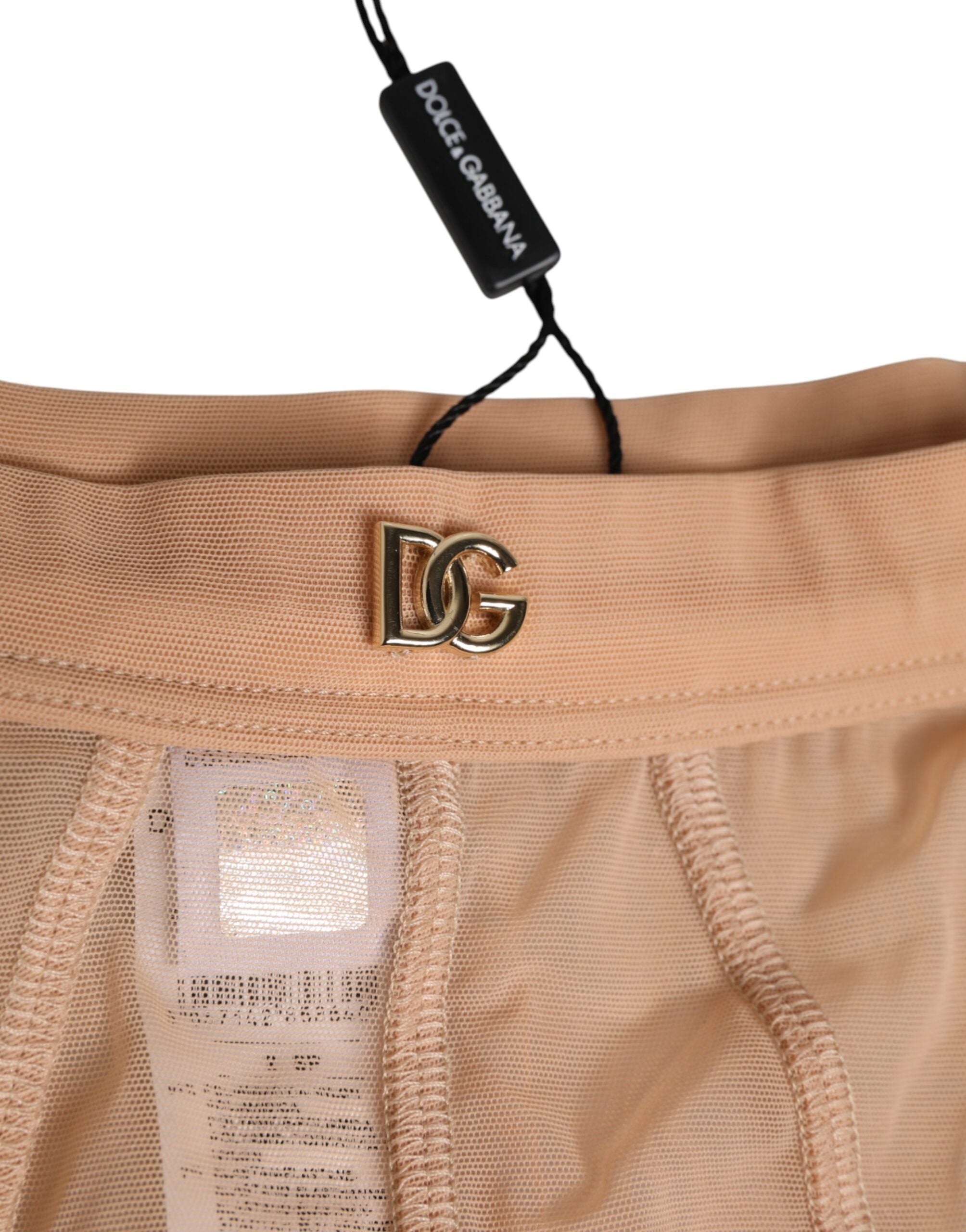 Dolce & Gabbana Beige Sheer Mesh High Waist Briefs Women's Underwear