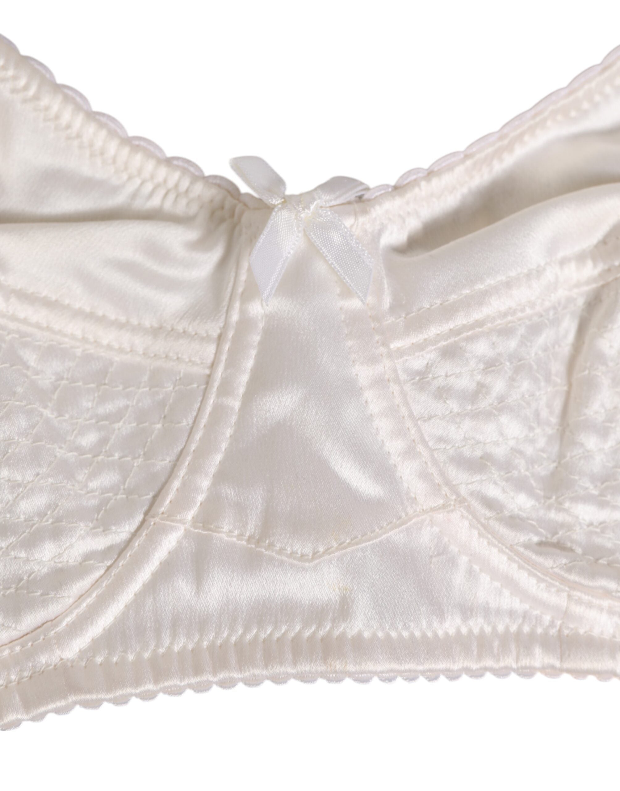 Dolce & Gabbana White Silk Satin Soft Cup Lingerie Bra Women's Underwear (Pre-Owned)