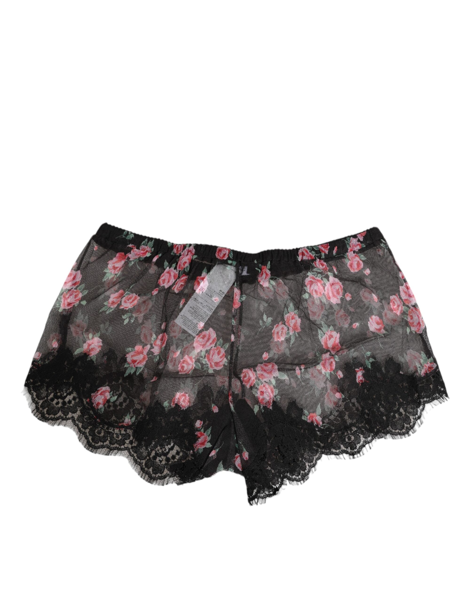 Dolce & Gabbana Black Pink Floral Lace Mesh Lingeri Women's Underwear