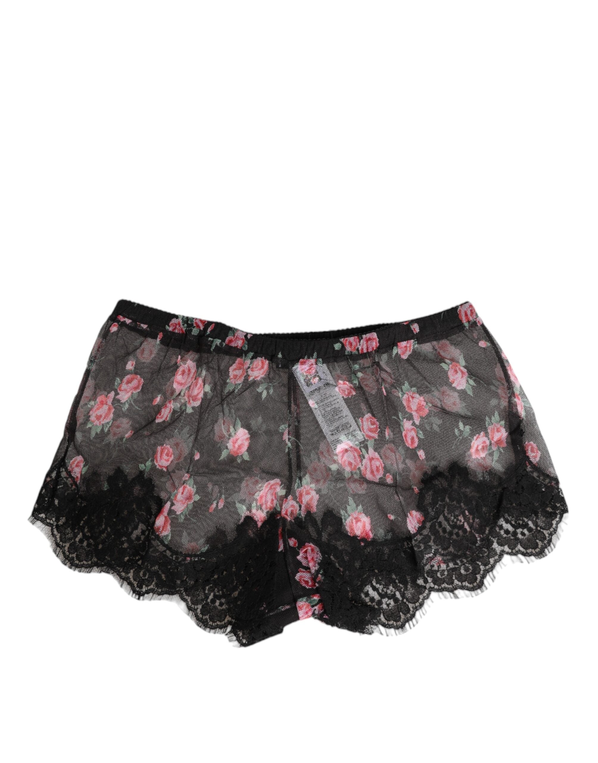Dolce & Gabbana Black Pink Floral Lace Mesh Lingeri Women's Underwear