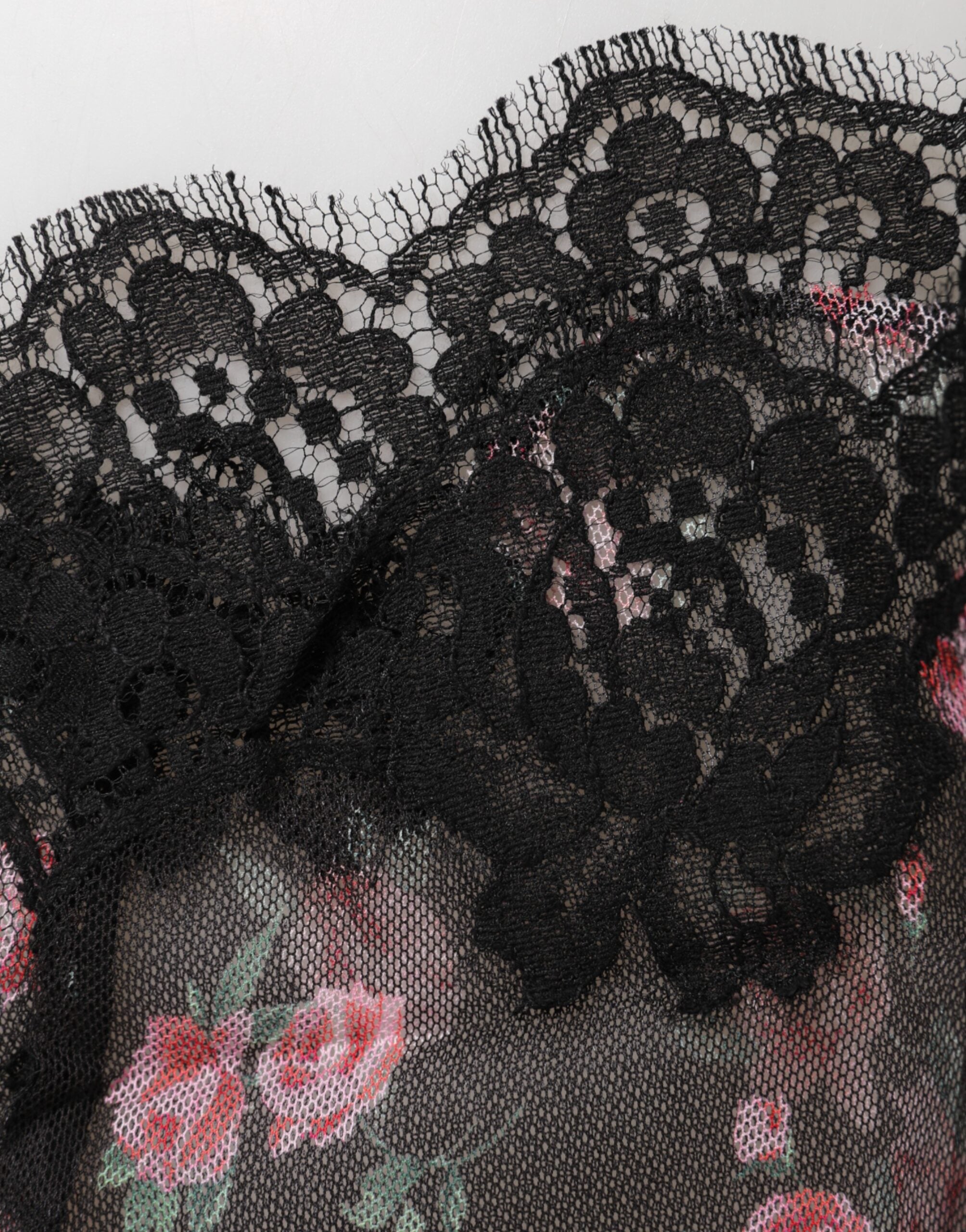 Dolce & Gabbana Black Pink Floral Lace Mesh Lingeri Women's Underwear