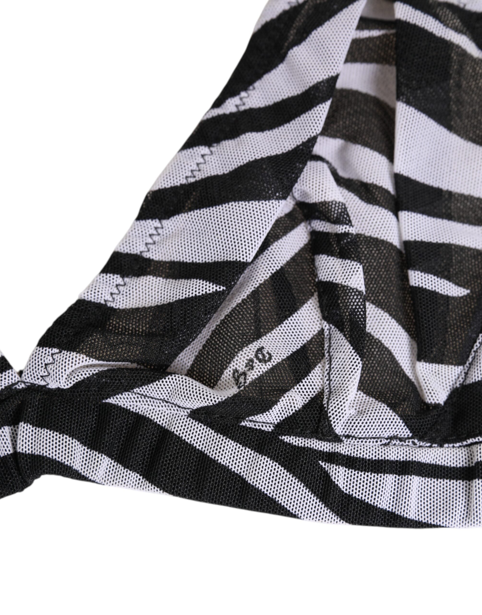 Dolce & Gabbana Black White Zebra Print Sheer Mesh Bralette Women's Underwear