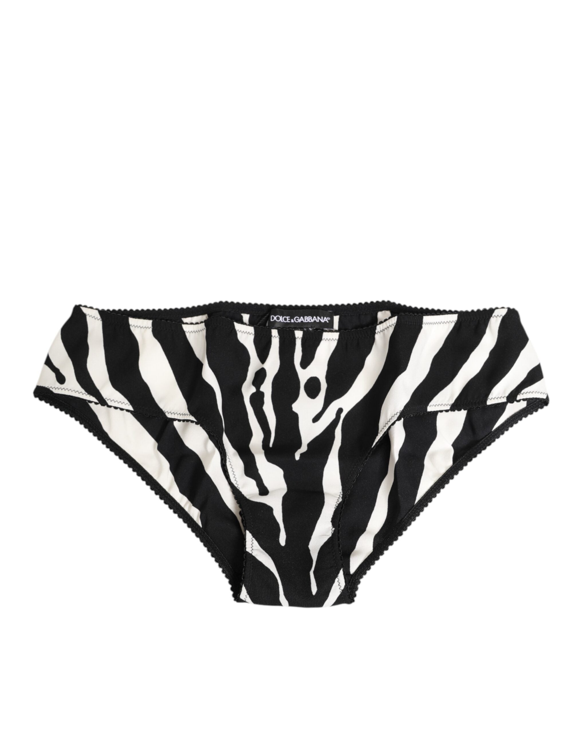 Dolce & Gabbana Black White Zebra Print Slip Briefs Women's Underwear