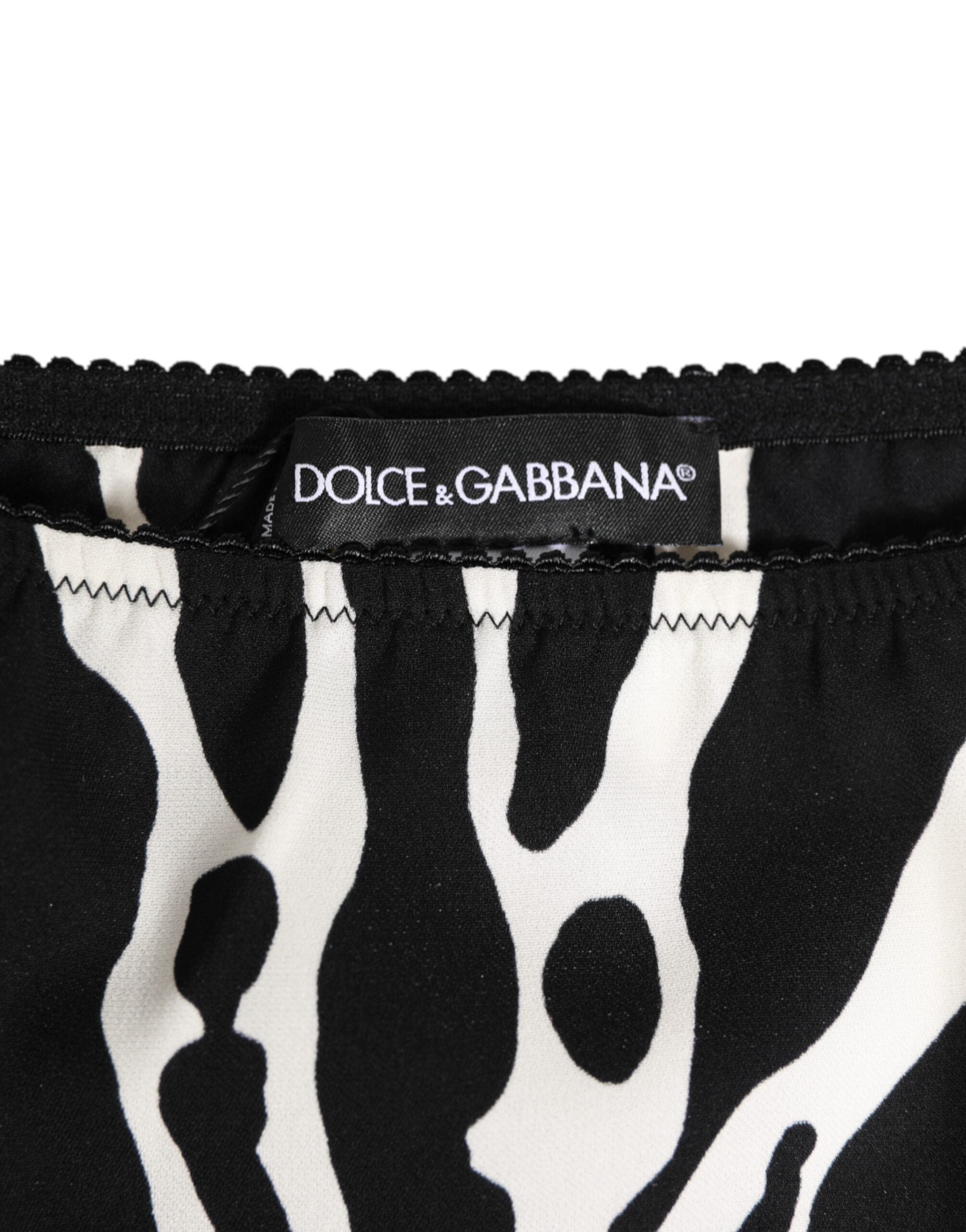 Dolce & Gabbana Black White Zebra Print Slip Briefs Women's Underwear