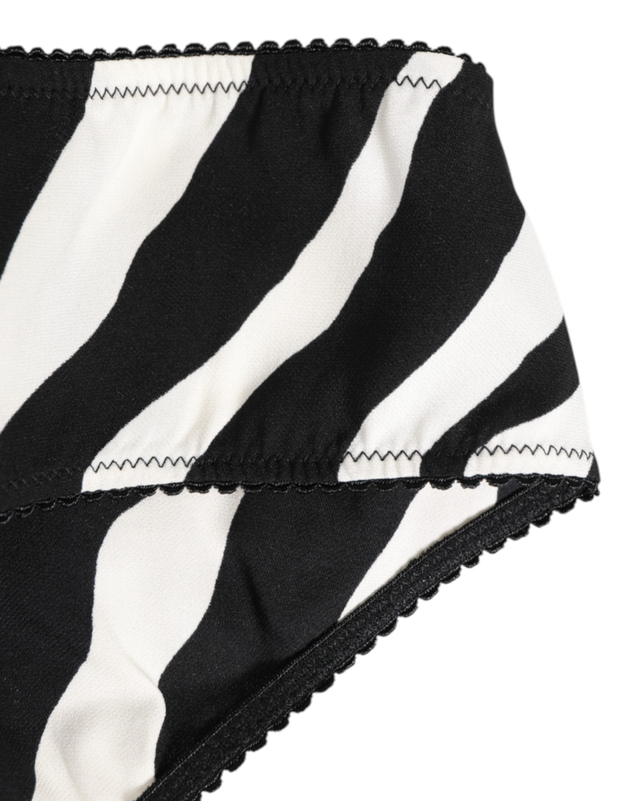 Dolce & Gabbana Black White Zebra Print Slip Briefs Women's Underwear
