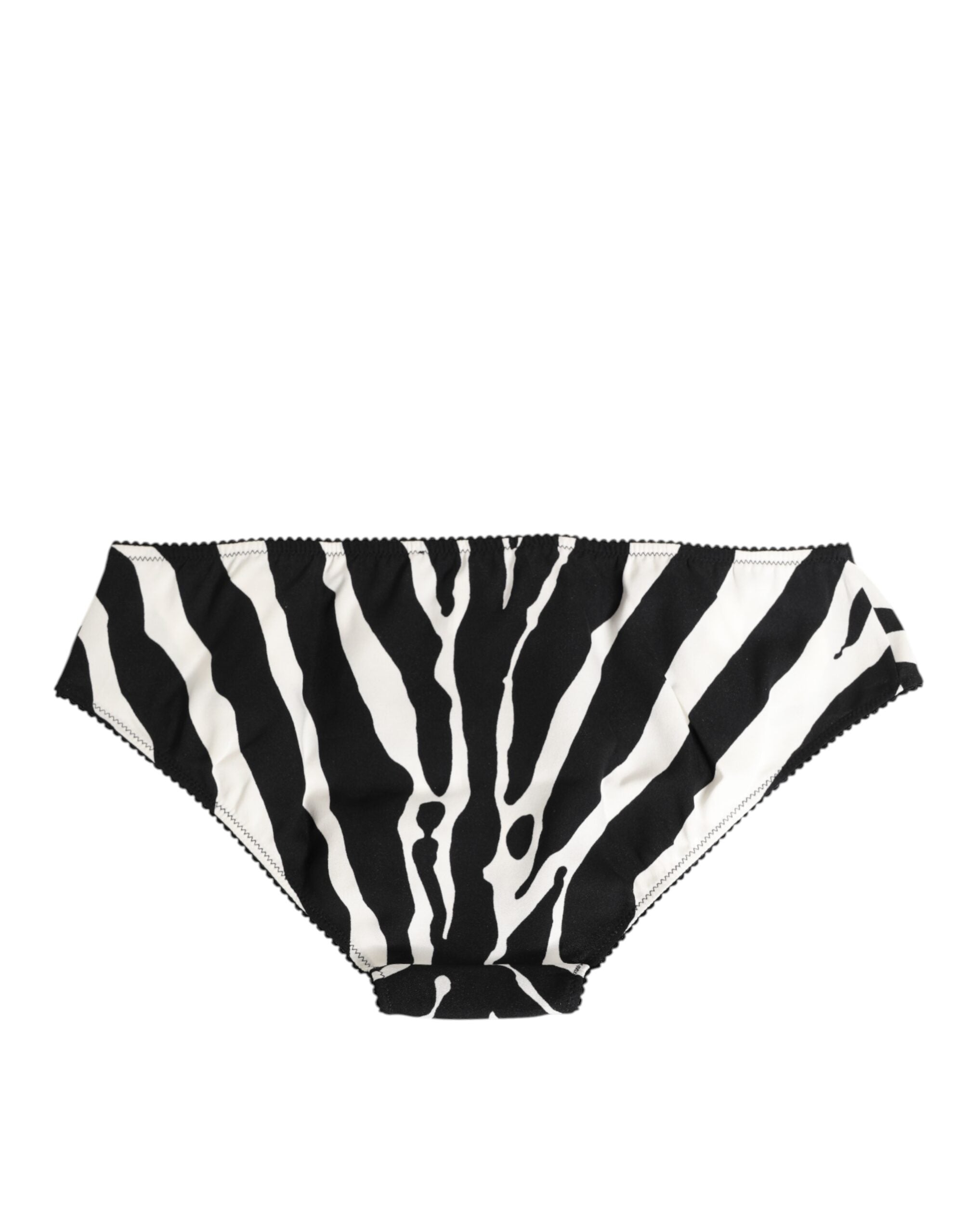 Dolce & Gabbana Black White Zebra Print Slip Briefs Women's Underwear