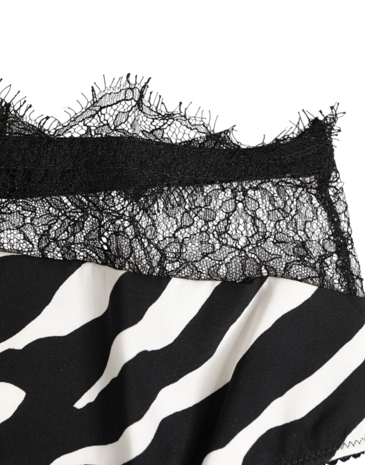 Dolce & Gabbana Black White Zebra Print Lace Trim High Women's Underwear