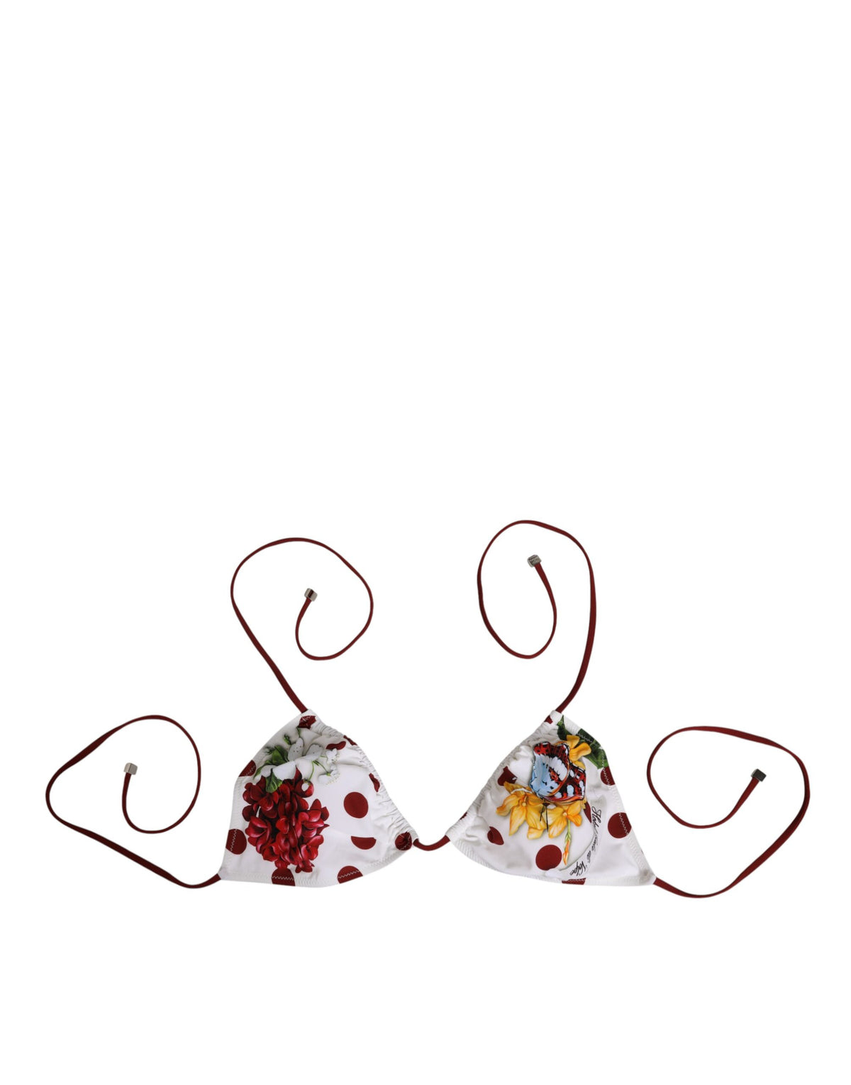 Dolce & Gabbana White Red Polka Dot Floral Print Women's Triangle