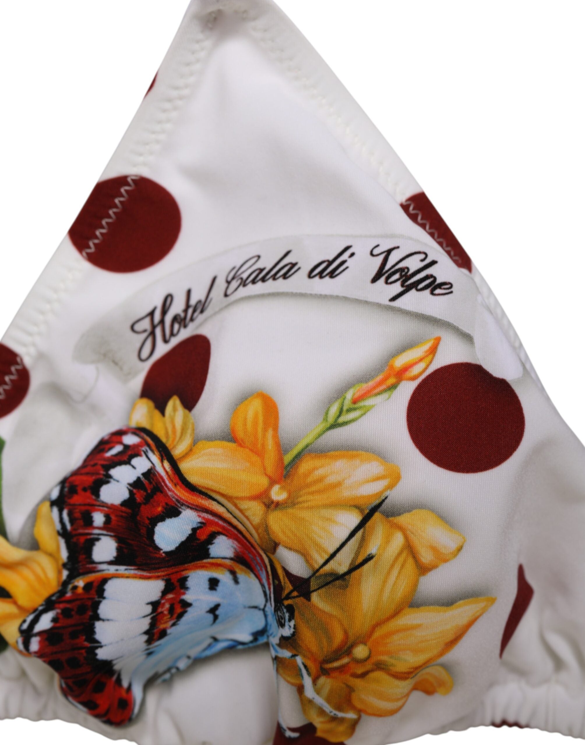 Dolce & Gabbana White Red Polka Dot Floral Print Women's Triangle