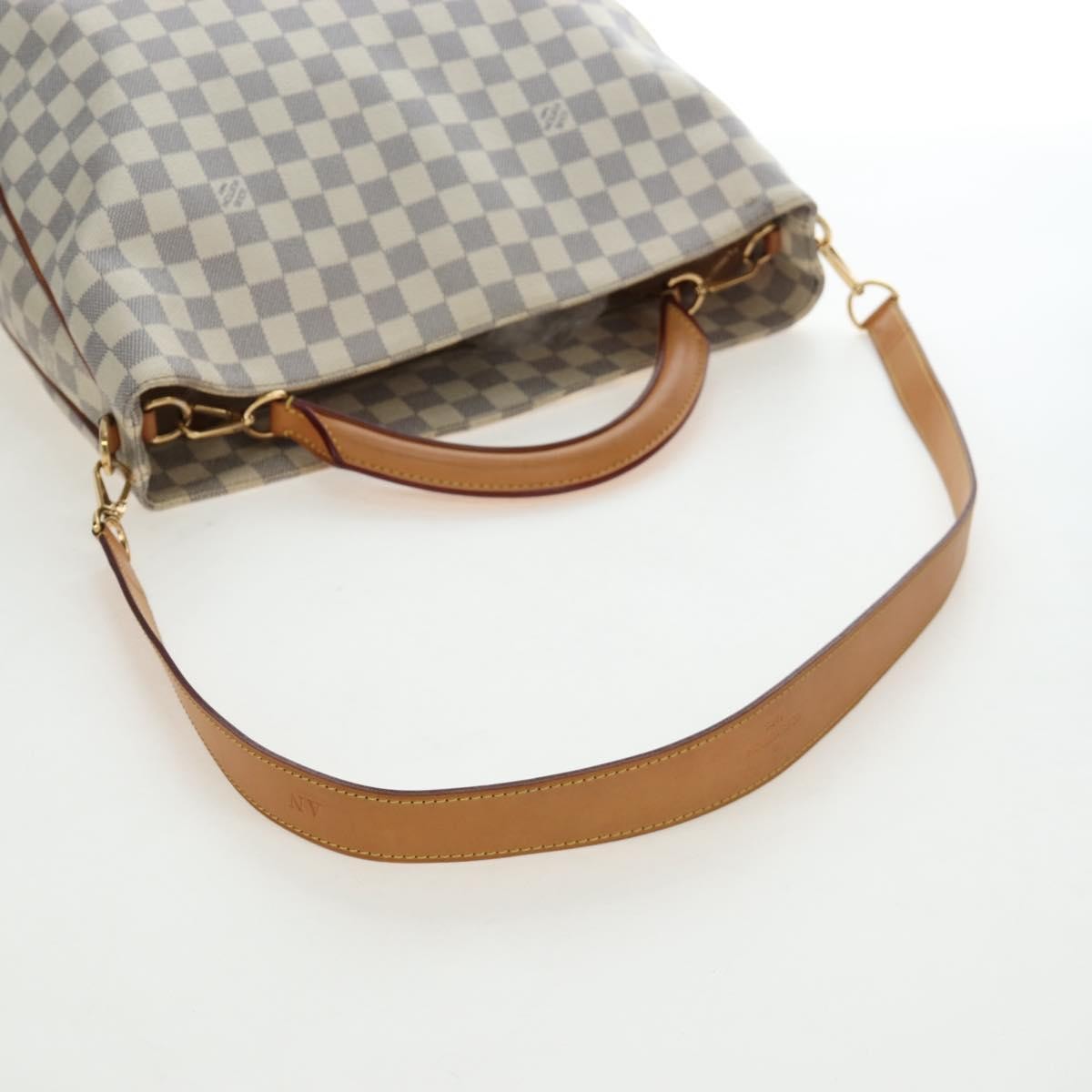 Louis Vuitton Soffi Damier Ebene White Canvas Handbag (Pre-Owned)