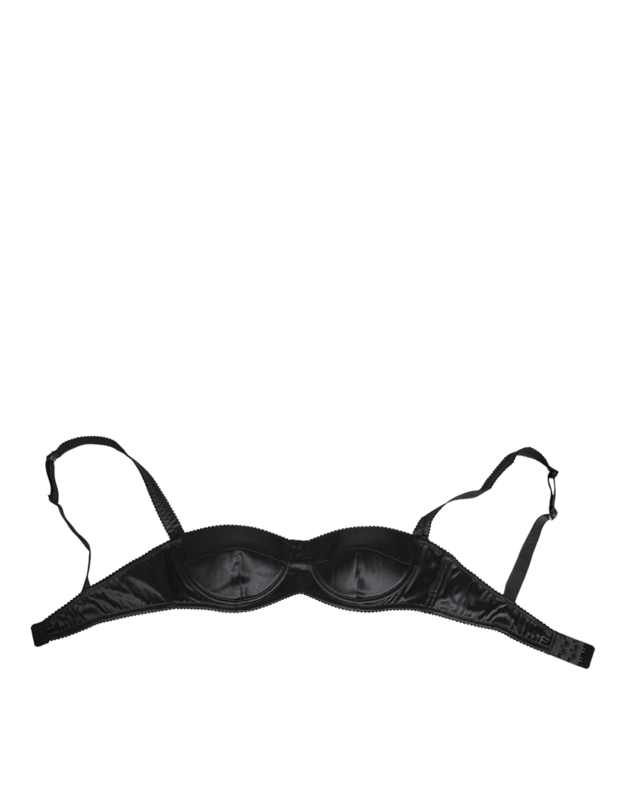 Dolce & Gabbana Black Silk Satin Wireless Lingerie Bra Women's Underwear