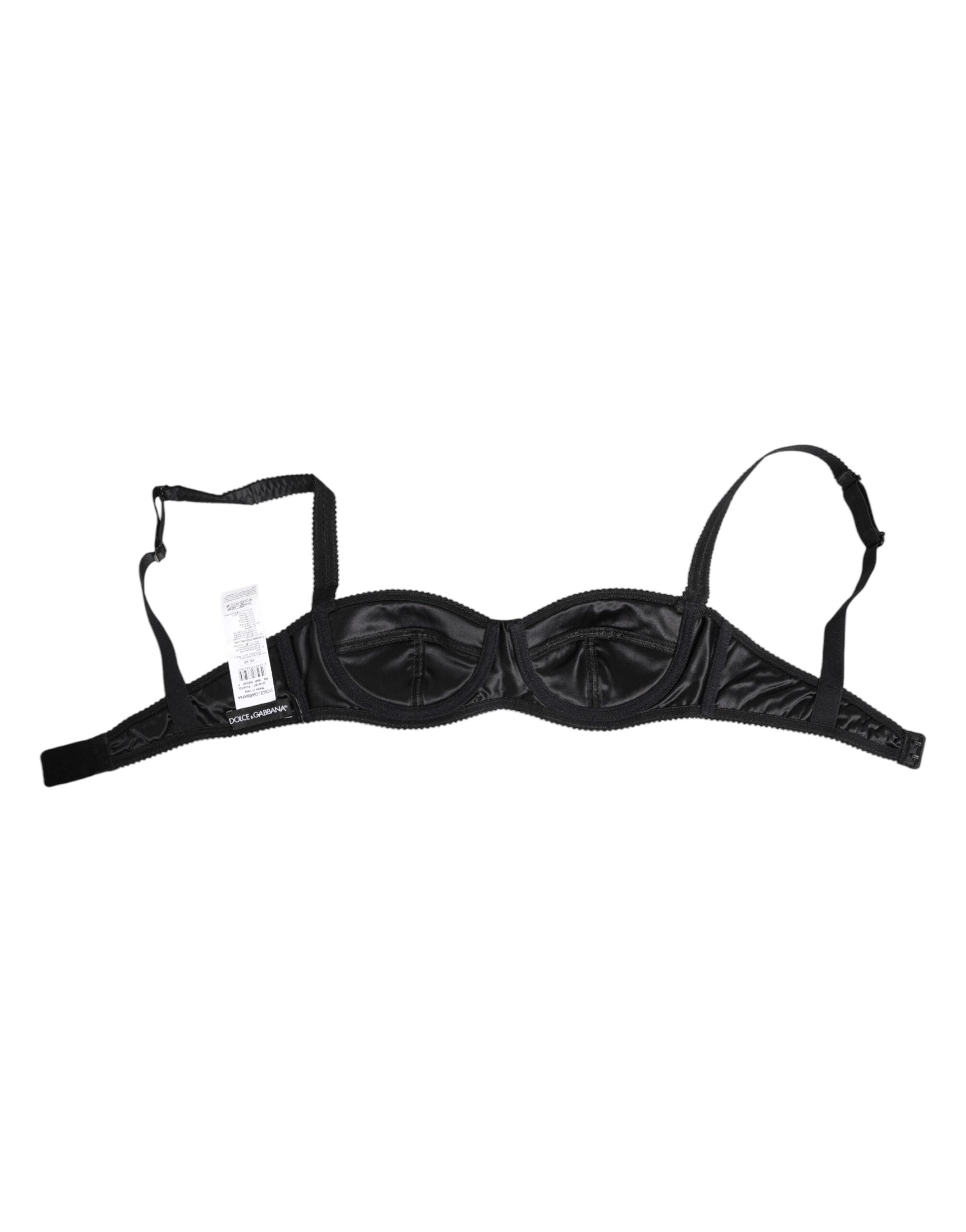 Dolce & Gabbana Black Silk Satin Wireless Lingerie Bra Women's Underwear