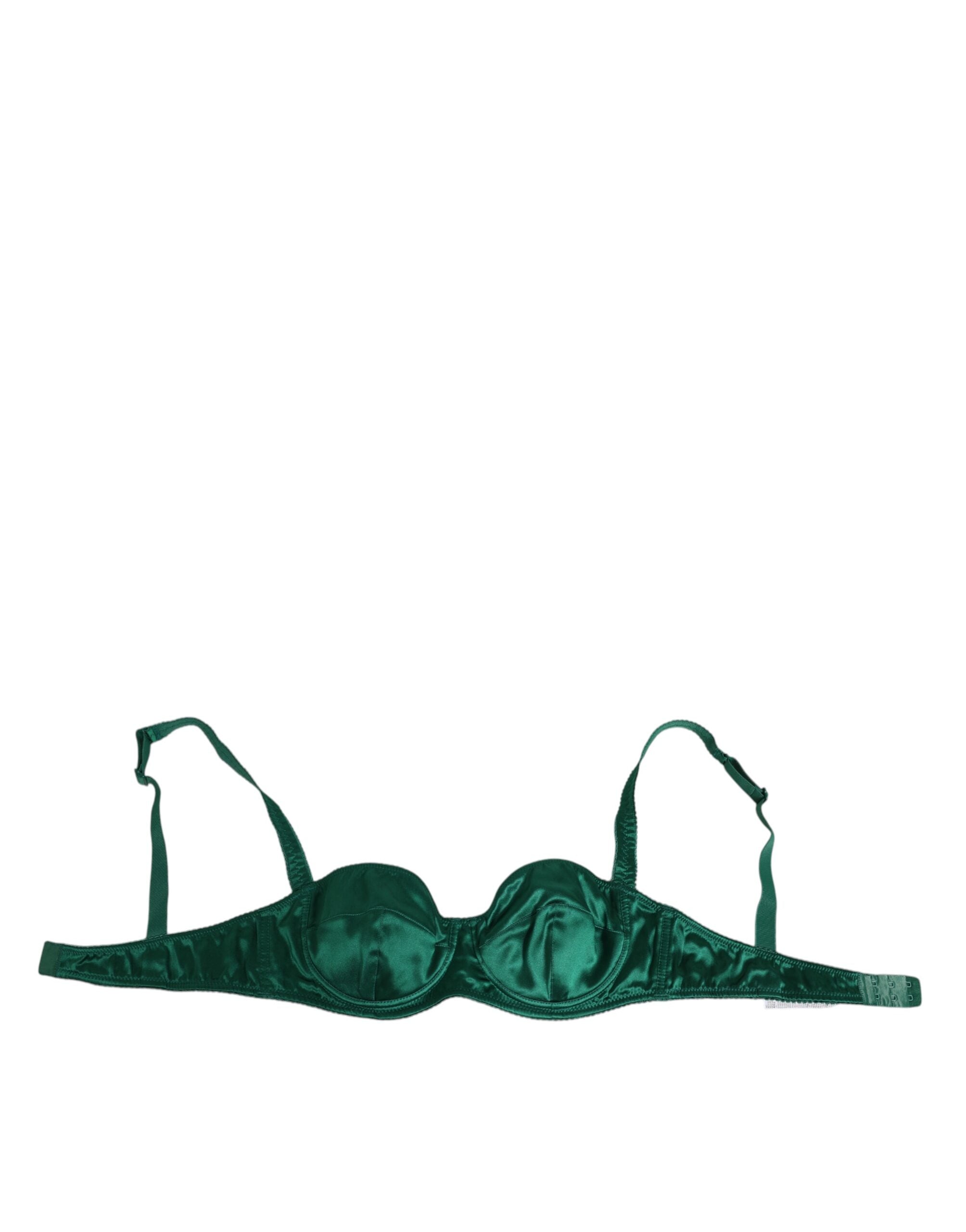 Dolce & Gabbana Green Satin Semi-Padded Underwire Musk Women's Underwear