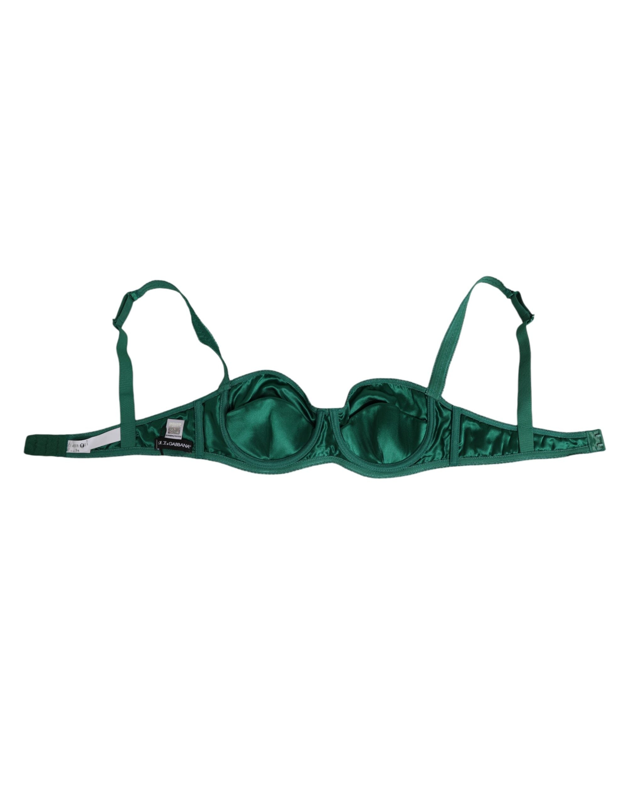 Dolce & Gabbana Green Satin Semi-Padded Underwire Musk Women's Underwear