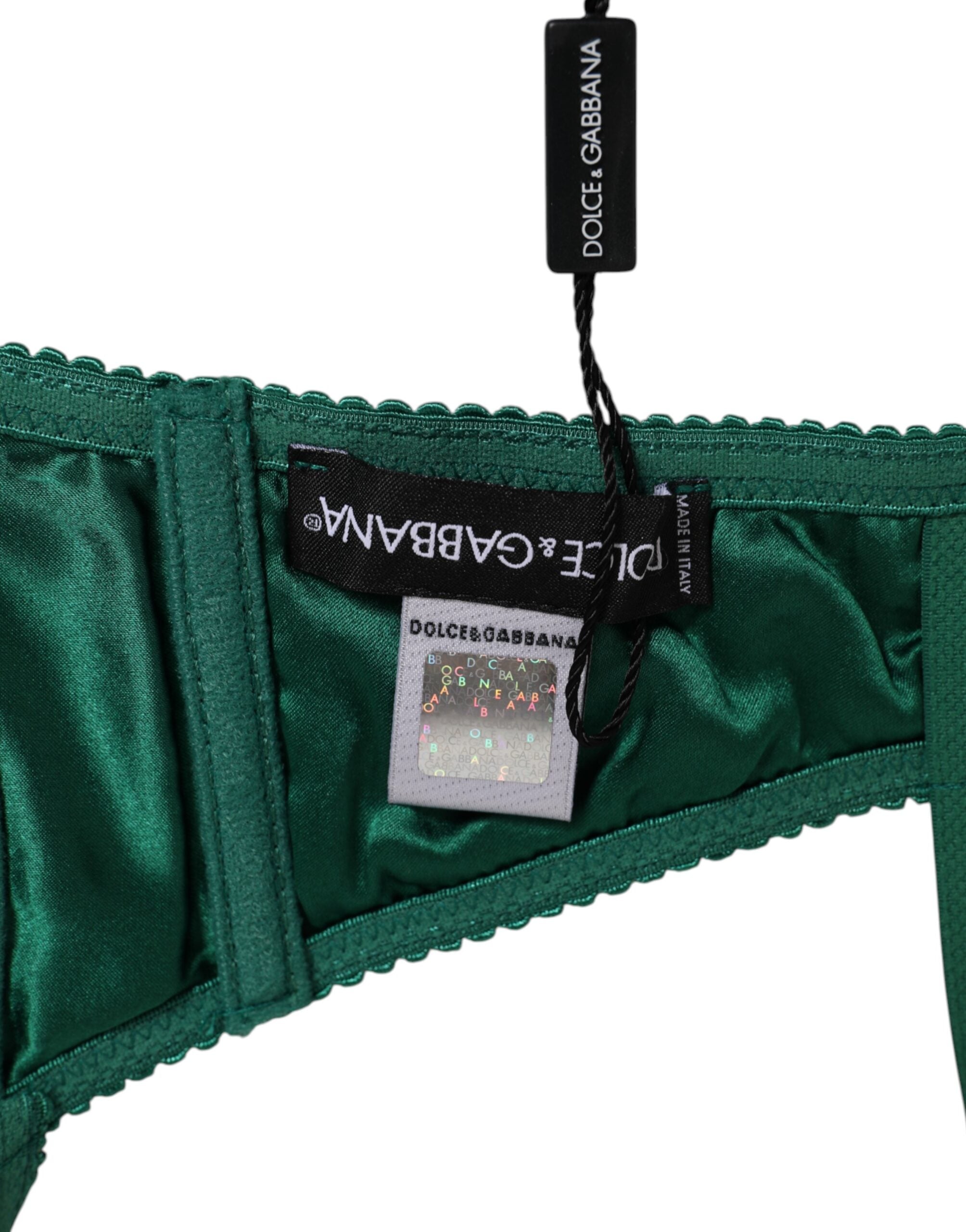 Dolce & Gabbana Green Satin Semi-Padded Underwire Musk Women's Underwear