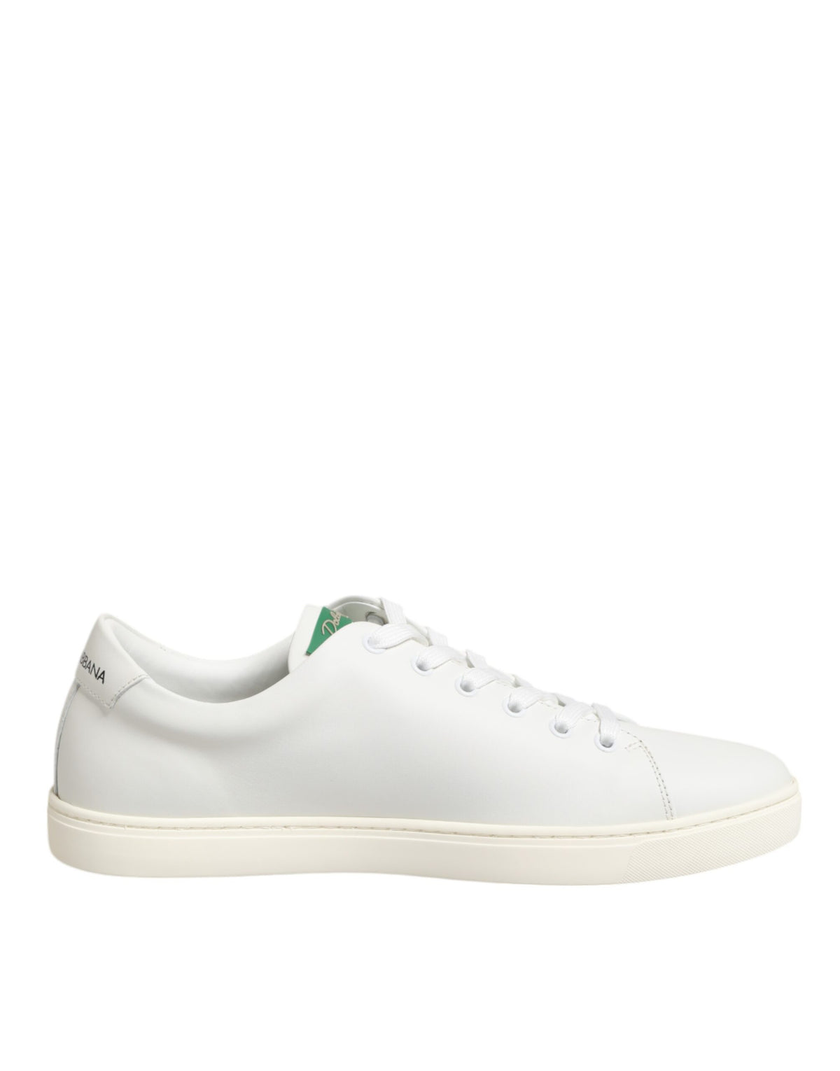 Dolce & Gabbana White Leather Rose Embroidery Low-Top Women's Shoes