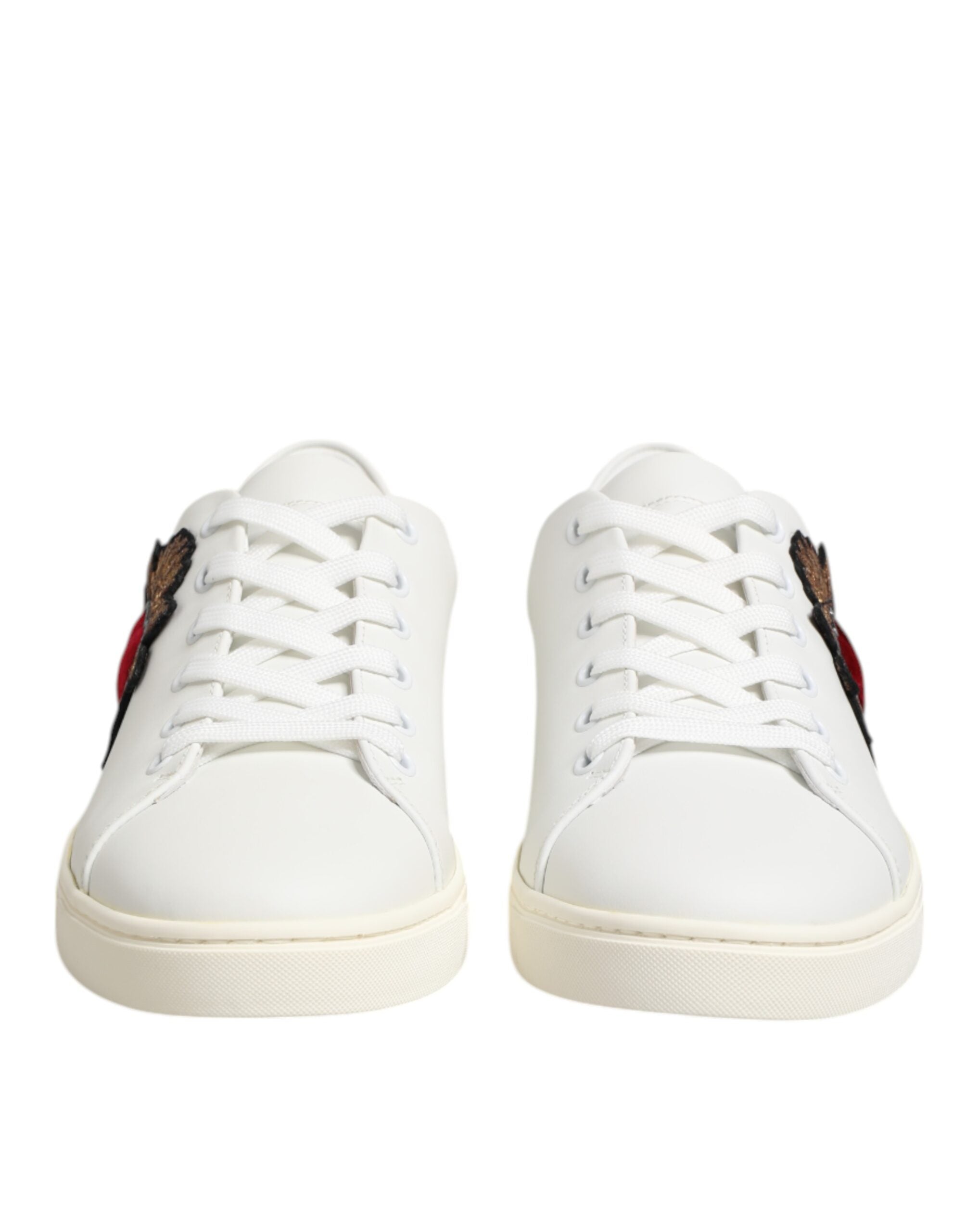 Dolce & Gabbana White Leather Sacred Heart Patch Sneakers Women's Shoes