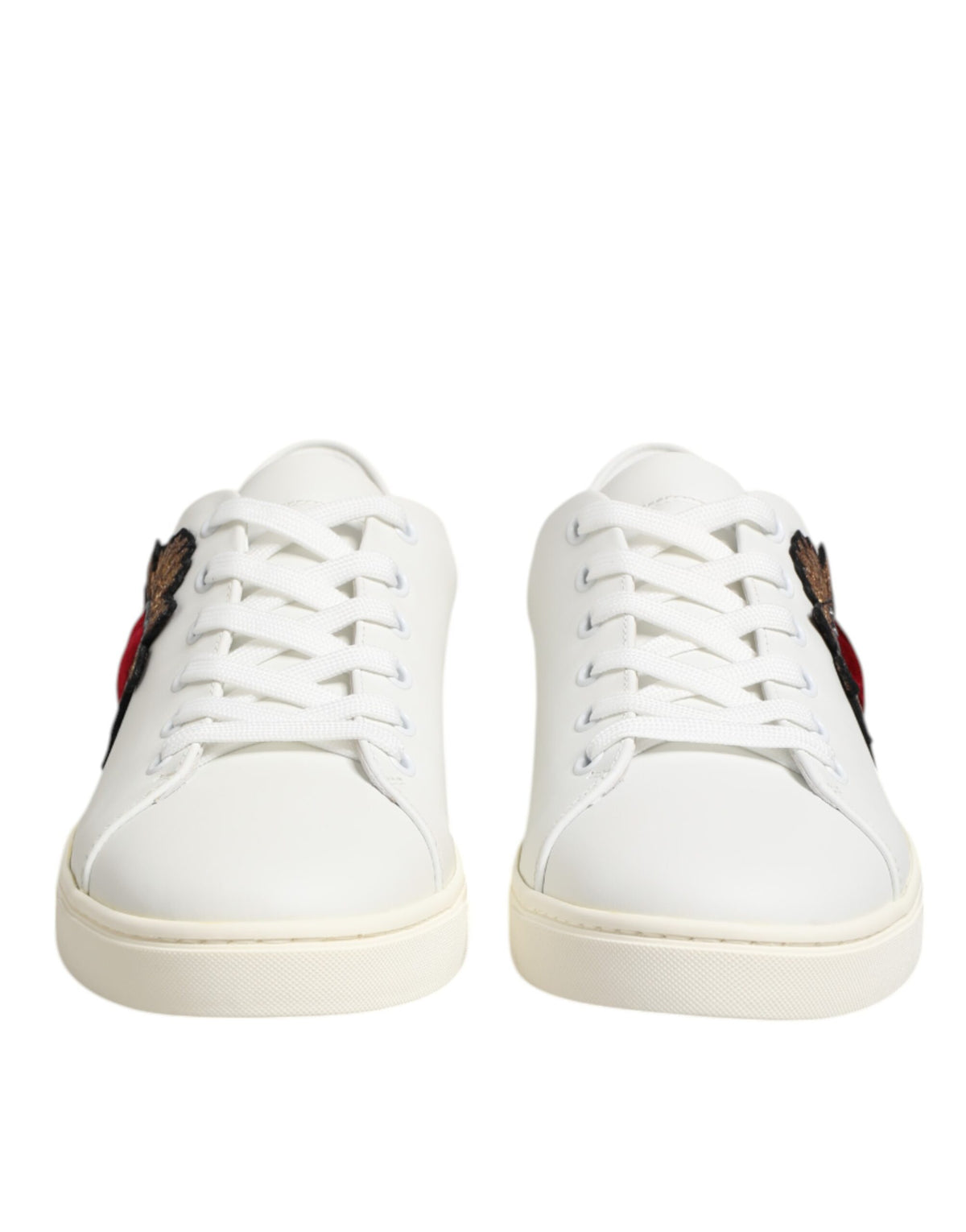 Dolce & Gabbana White Leather Sacred Heart Patch Sneakers Women's Shoes
